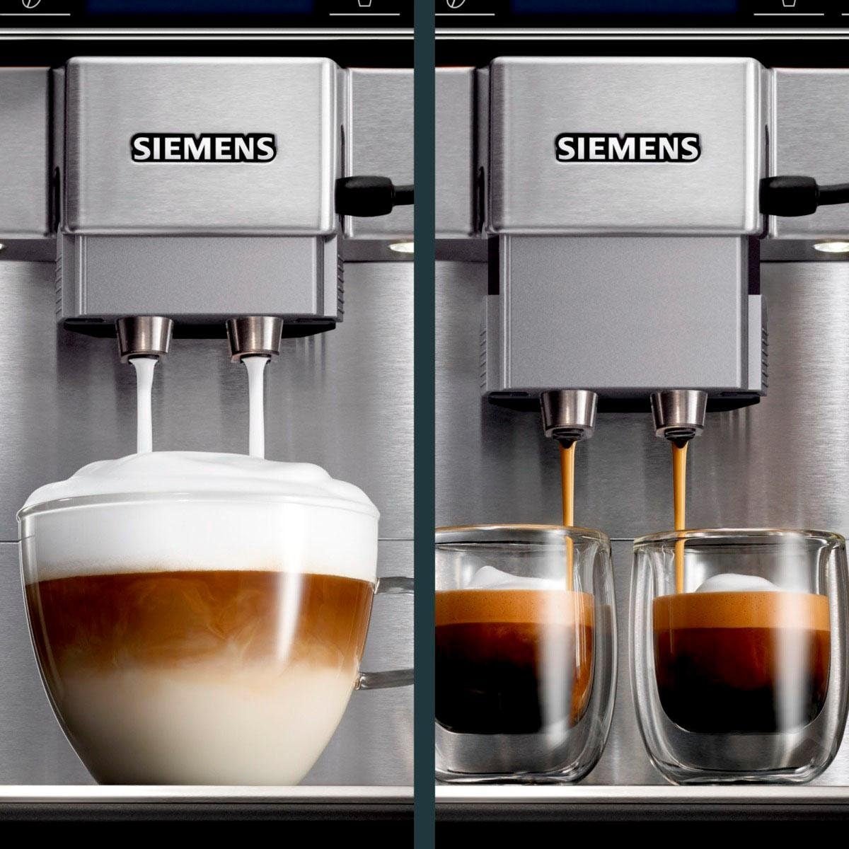 SIEMENS Kaffeevollautomat »EQ.6 4 Profile, 3 XXL gleichzeitig, beleuchtetes Tassenpodest Tassen Jahren TE657503DE«, Garantie mit s700 2 plus