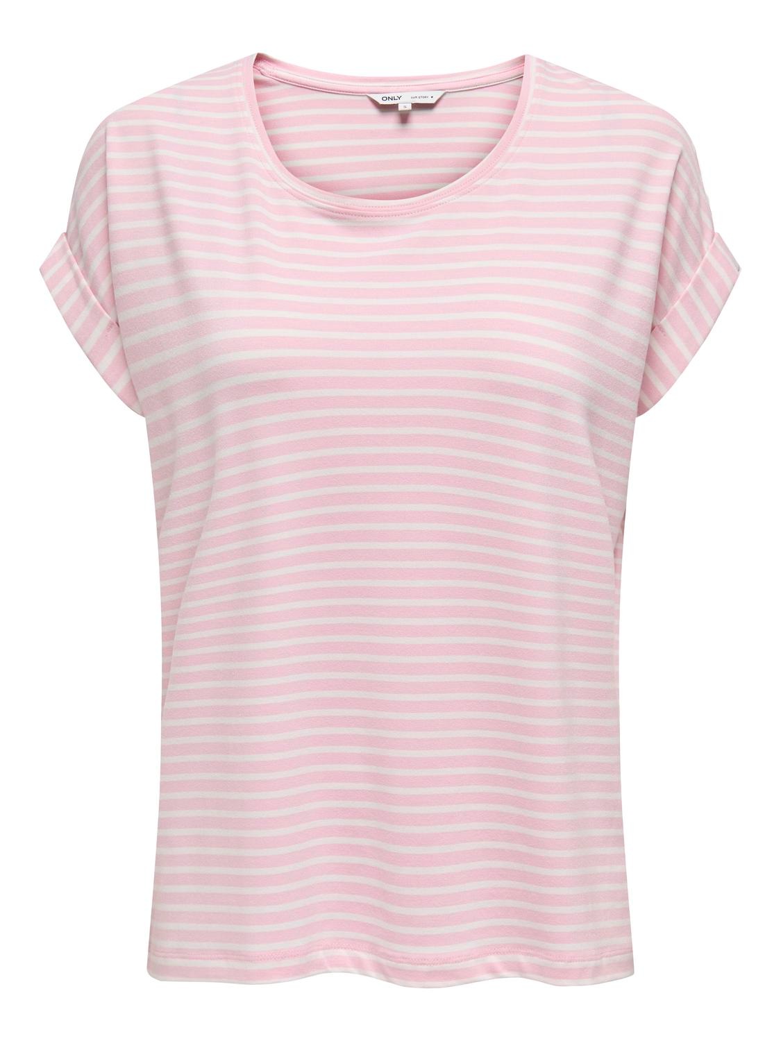 ONLY T-Shirt »ONLMOSTER STRIPE S/S O-NECK TOP JRS NOOS«, mit Aufschlag am Arm