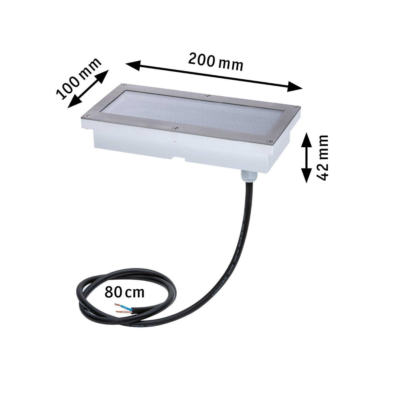 Paulmann LED Einbauleuchte »Brick IP67 200x100mm 3000K 1,6W 50lm 230V Alu, Grau Metall, Edelstahl«, 1 flammig, Bodeneinbauleuchte, Bewegungsmelder