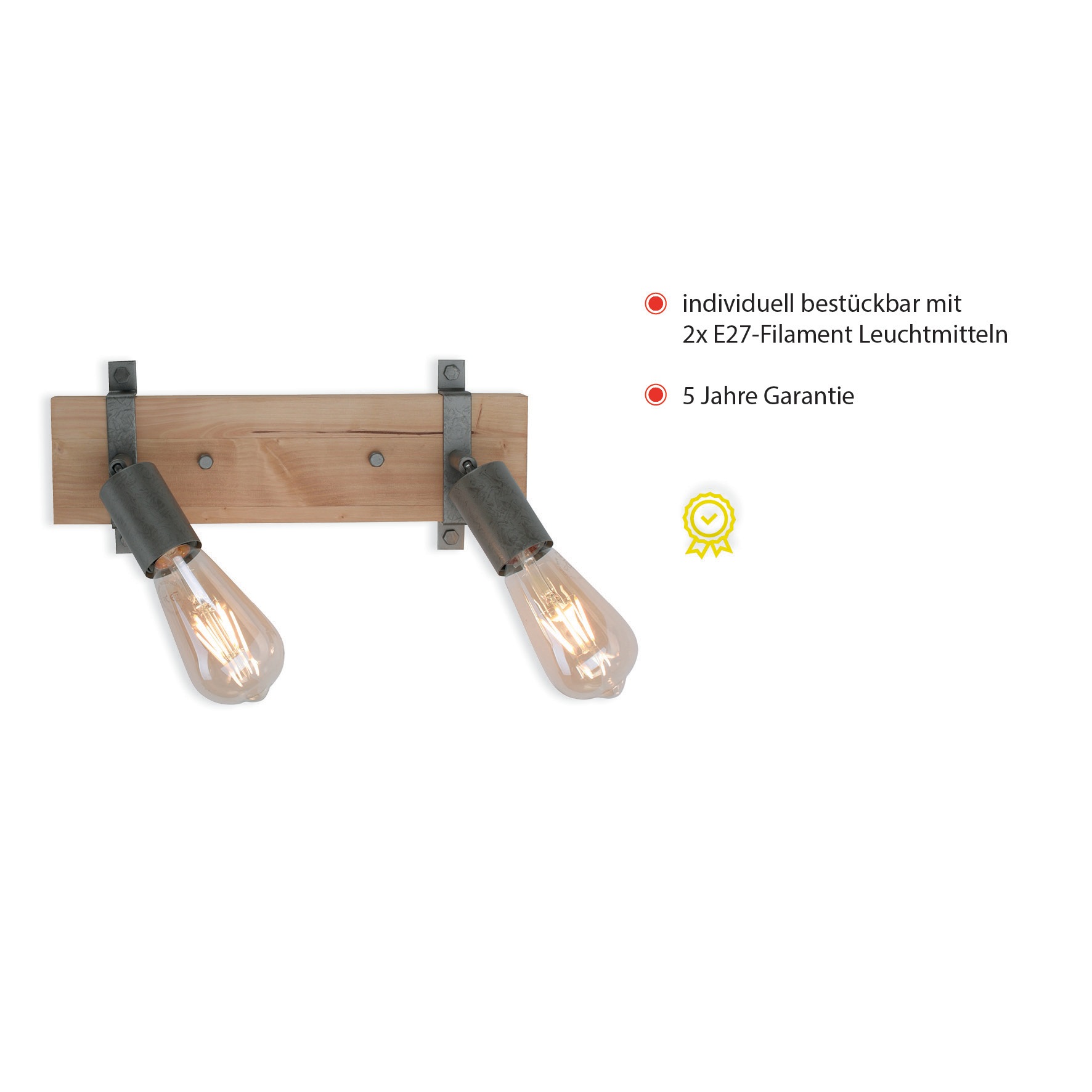 JUST LIGHT Deckenleuchte »SLAT«, 2 flammig, Leuchtmittel E27 | ohne Leuchtmittel, ExklusiveE27