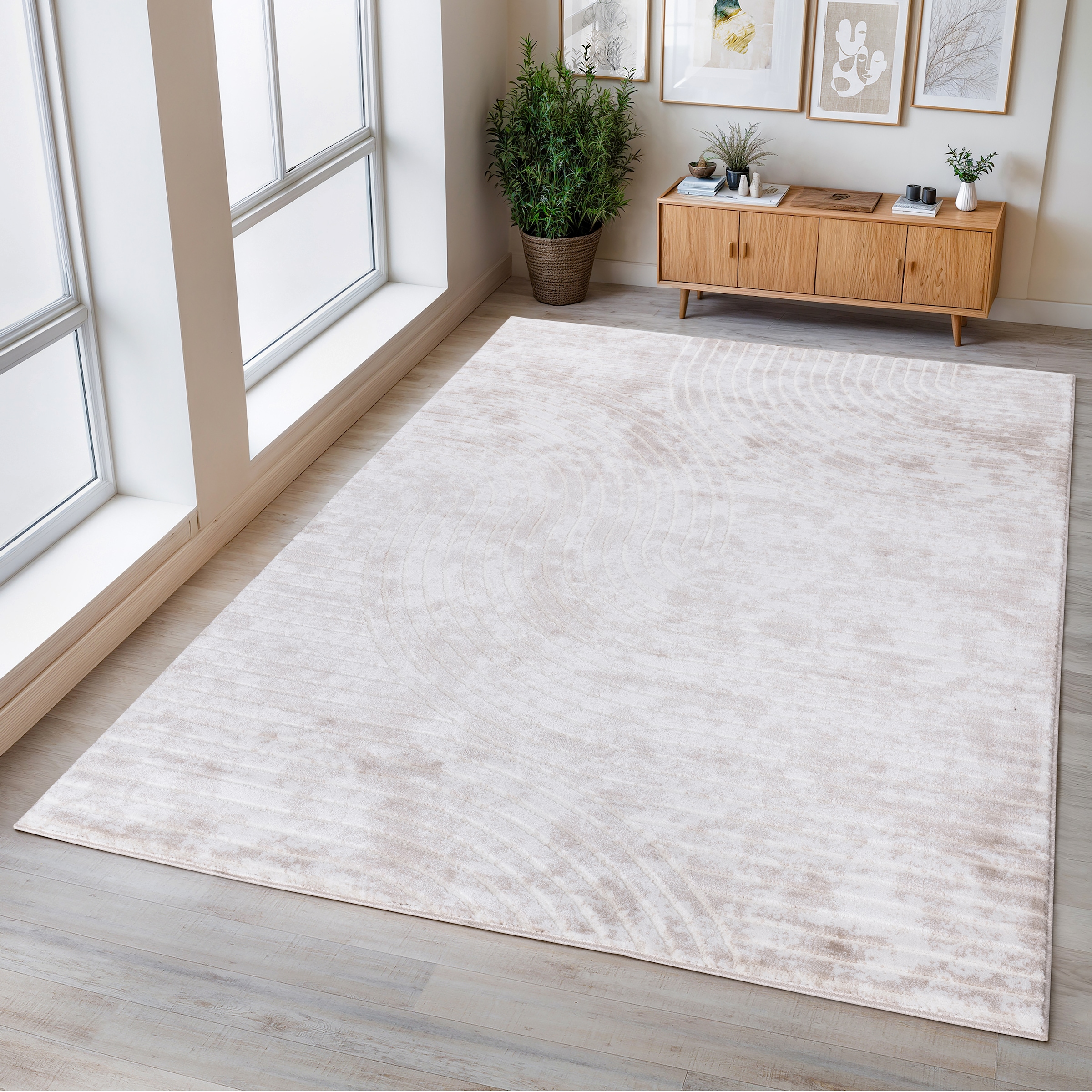 OTTO home Teppich »Luvu, mit Hoch-Tief-Struktur« rechteckig 12 mm Höhe Modernes Design, Boho-Charme, dezenter Glanz, Wohnzimmer, Schlafzimmer