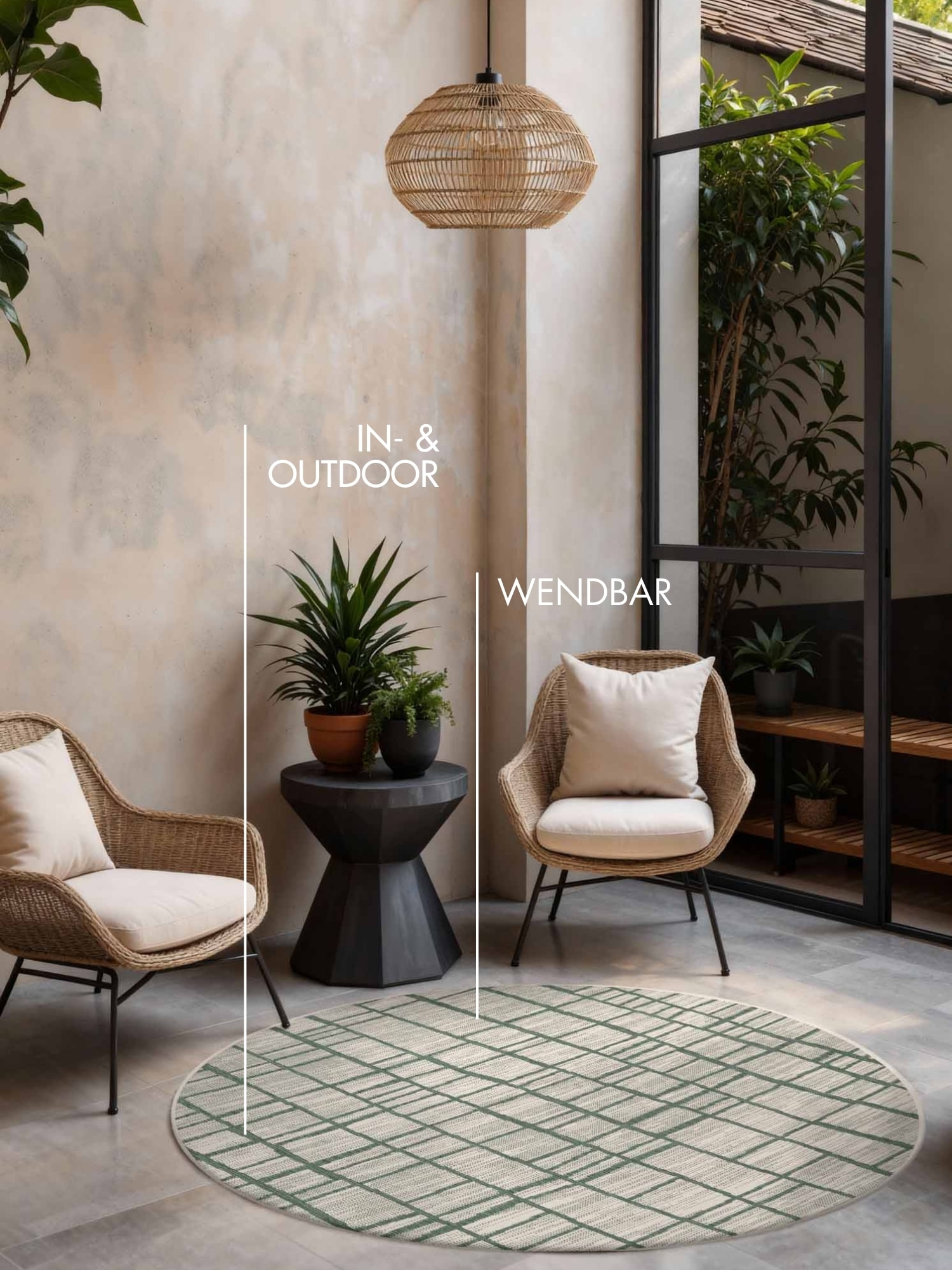 Ted Baker Teppich »Crouch , Wendeteppich« rund 8 mm Höhe Designteppich, Wetterfest, Pflegeleicht, Modern, Wohnzimmer, Terrasse