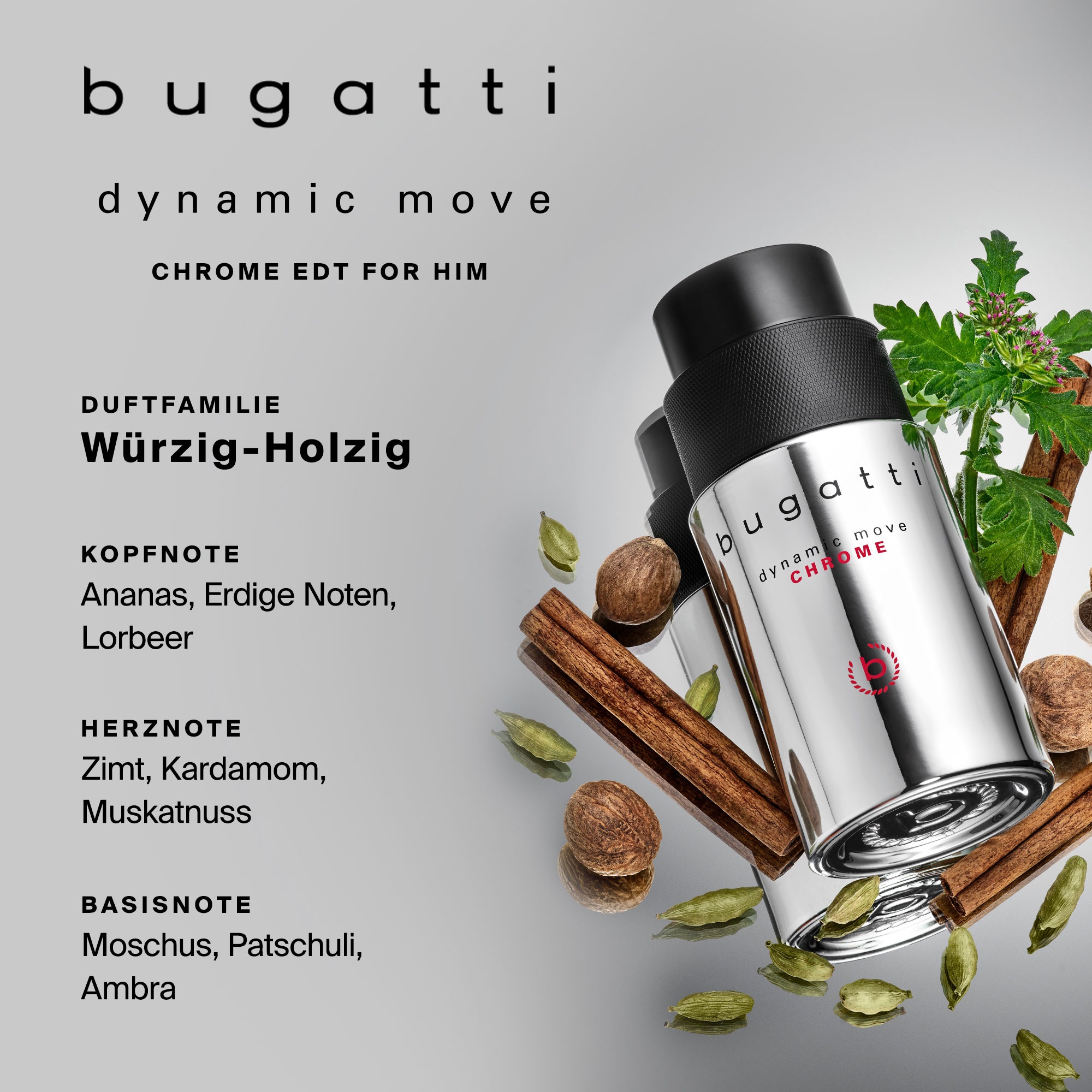 bugatti Eau de Toilette »bugatti dynamic move CHROME for him EdT 100ml«