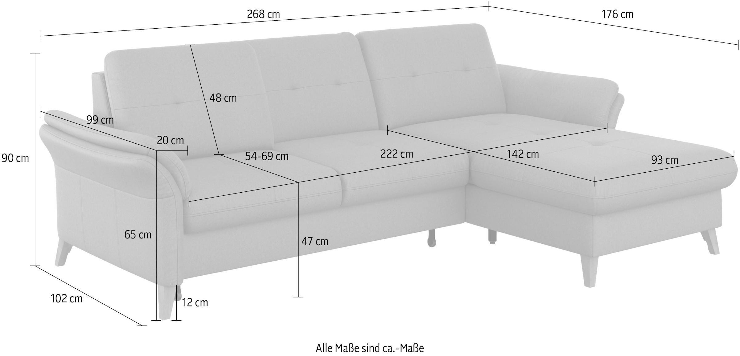 sit&more Ecksofa »Göteborg«, Sitztiefenverstellung und Federkern, wahlweise mit Bettfunktion