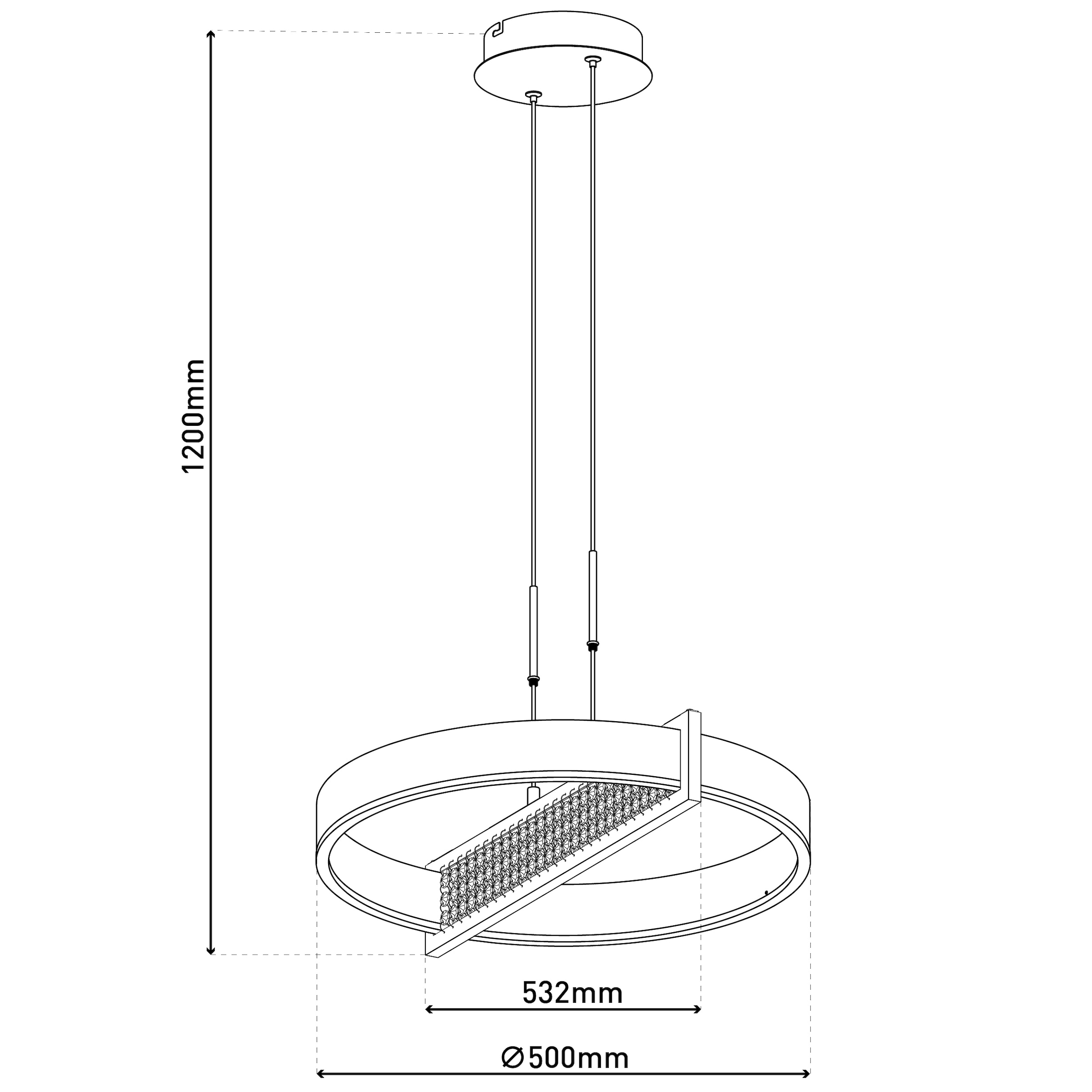 näve LED Pendelleuchte »Yvaris« LED-Modul 1 Stk. warmweiß - kaltweiß dimmbar per Fernbedienung, Memory, Nachtlicht, CCT, Kristallelemente