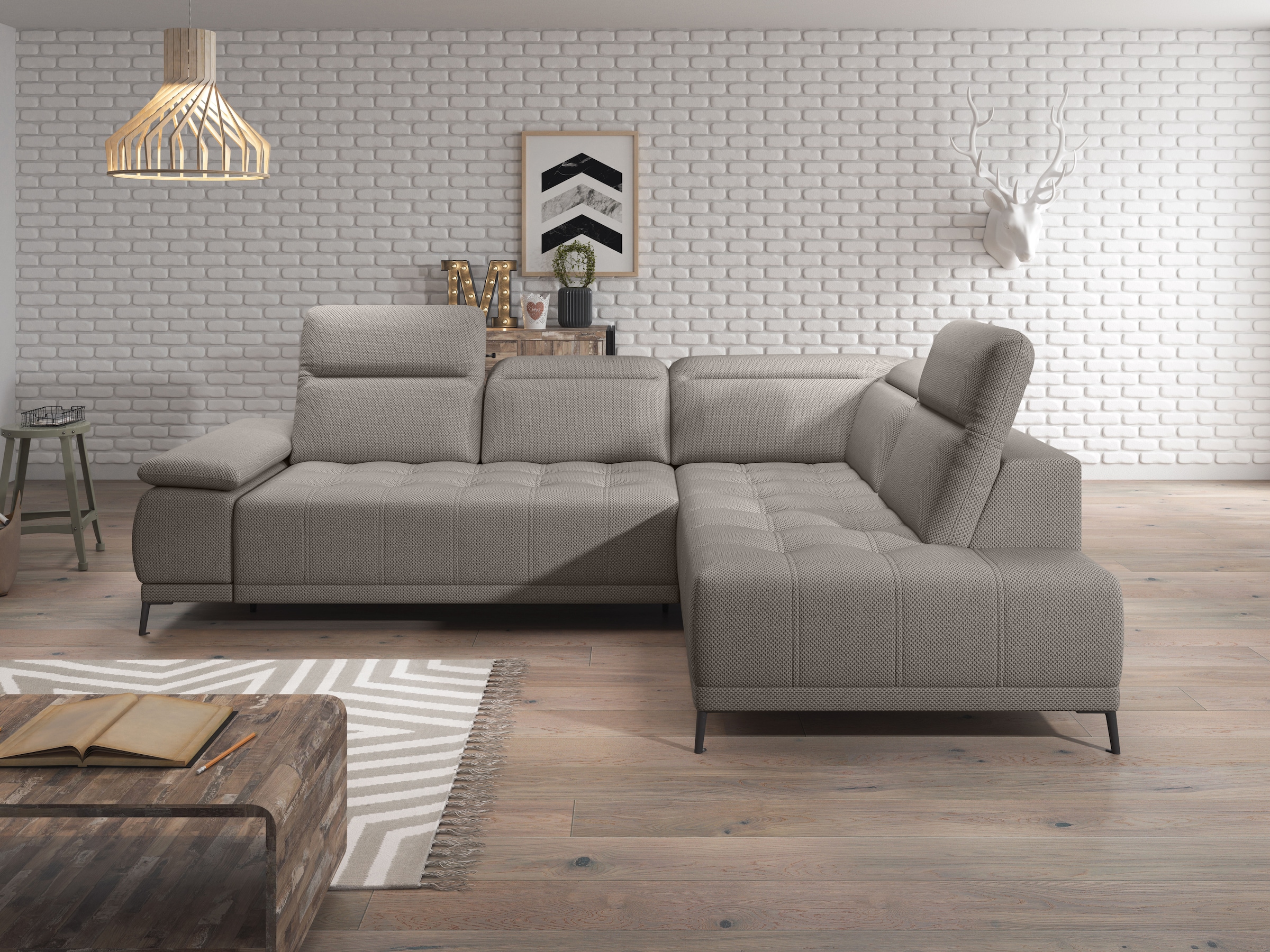 WERK2 Ecksofa »Focus-L, elektrisch erweiterbare Sitztiefe um ca. 30 cm, L-Form« Komfort nach Maß: Ausziehbare Sitztiefe, verstellbare Kopfteile & Füße