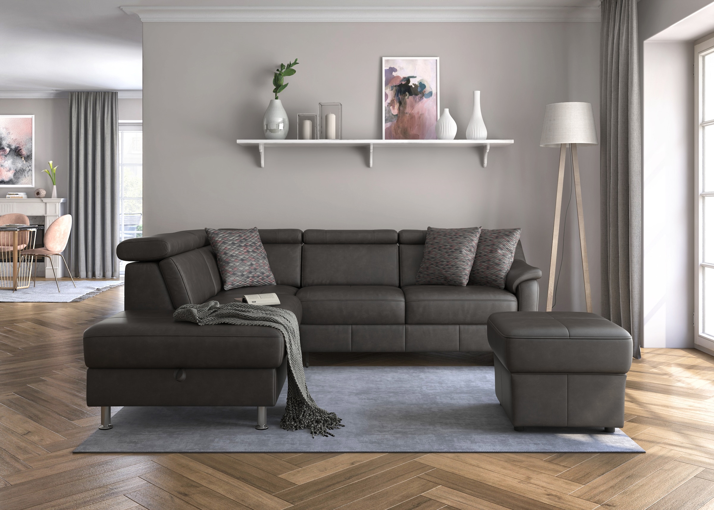 sit&more Ecksofa »Freetown L-Form«, inklusive Kopfteilverstellung und komfortablem Federkern