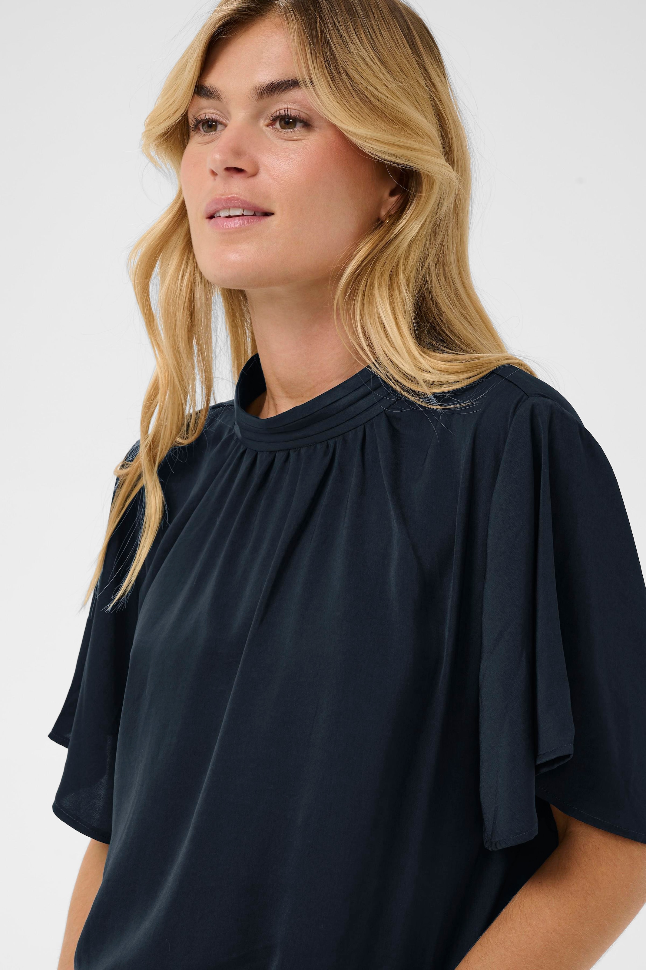 Saint Tropez Kurzarmbluse »AileenSZ Flared Blouse« Kunstfaser, Regular fit
