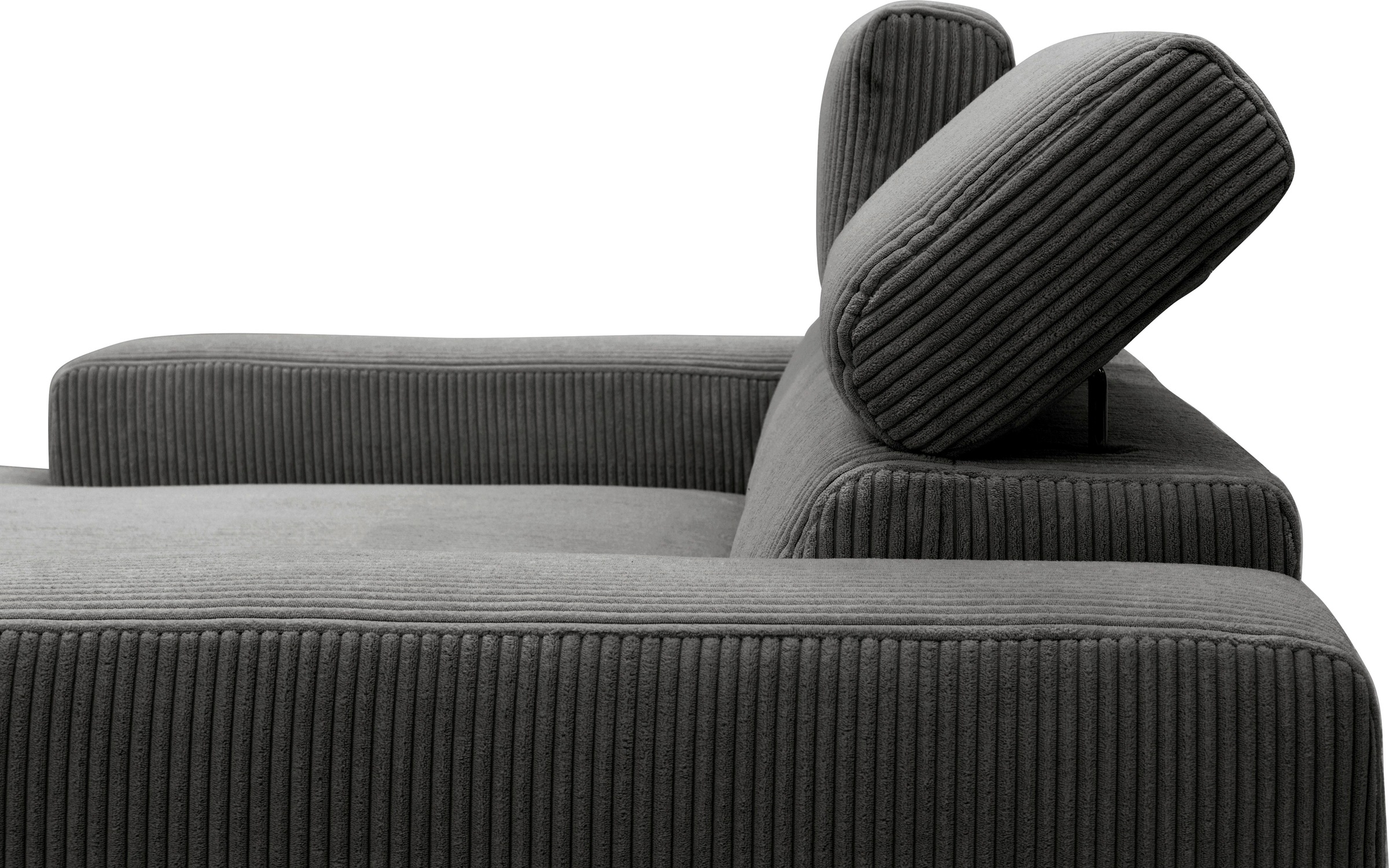 DOMO collection Ecksofa »Brandon B/T/H: 214/100/80 cm, belastbar bis 140kg/ Sitz, auch in Cord«, Mit Kopfteilverstellung, auch in Leder und Cord, L-Form