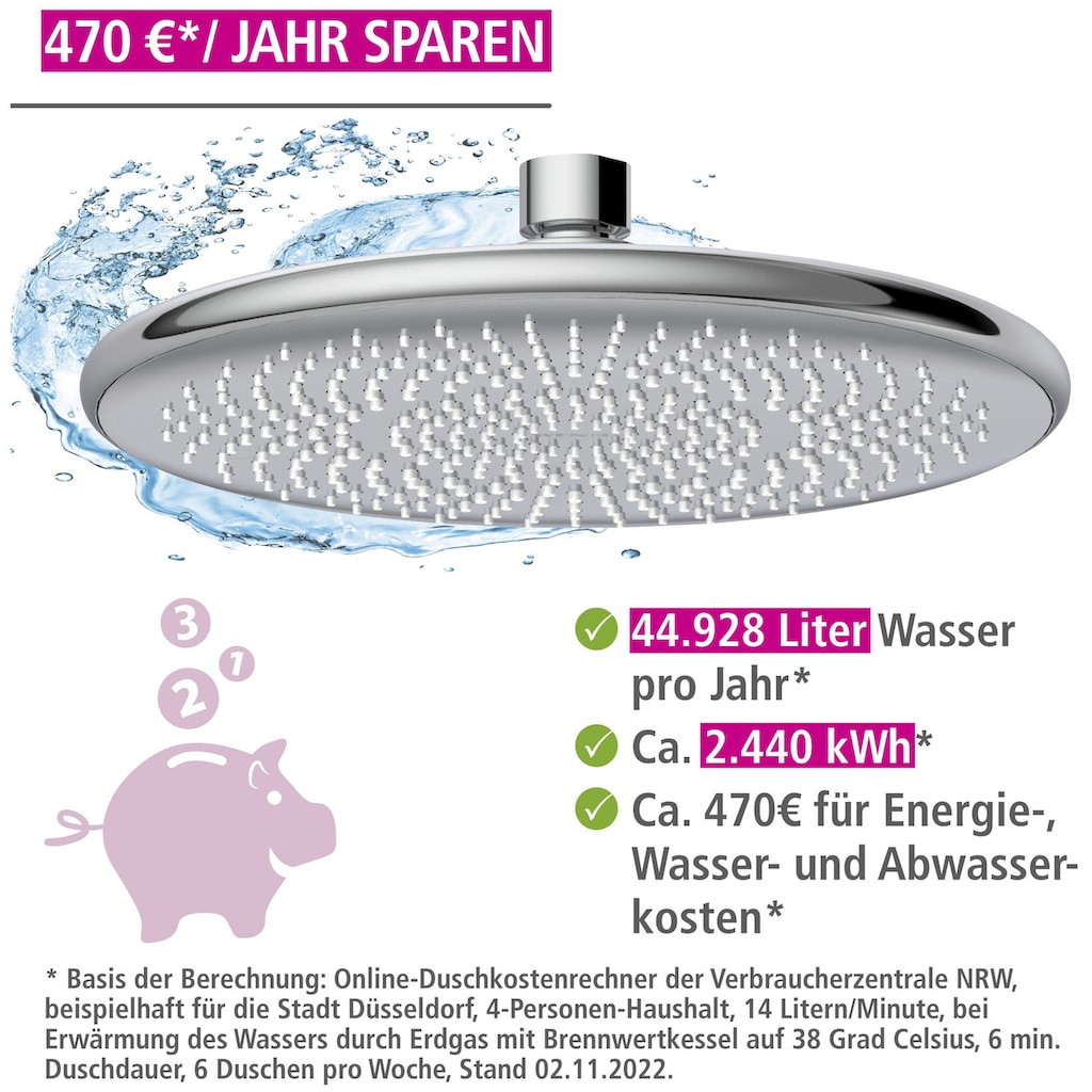 WENKO Regenduschkopf »Watersaving System«