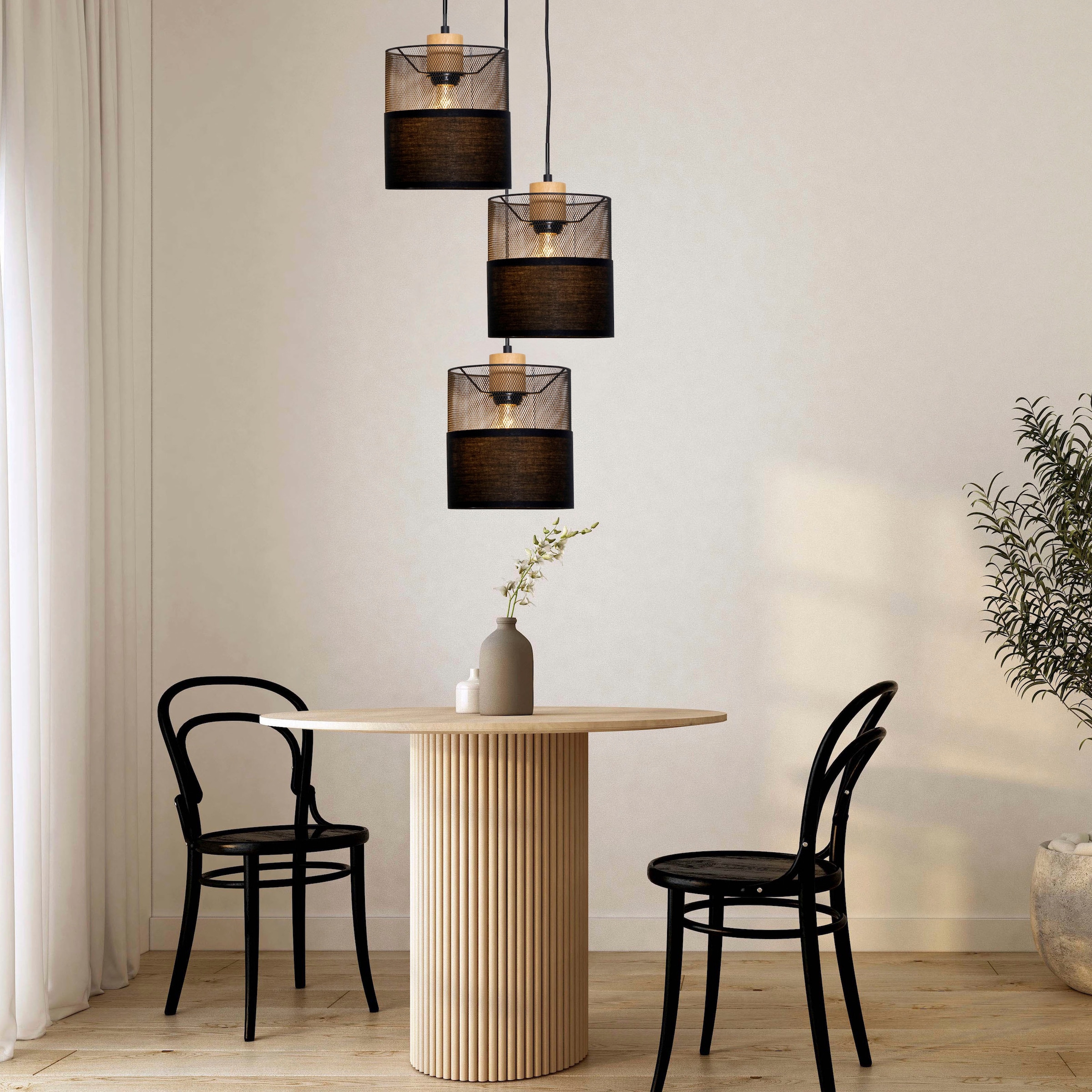Places of Style LED Pendelleuchte »Acate«, 3 flammig, Leuchtmittel E27 | LED wechselbar, ohne Leuchtmittel, höhenverstellbar, 3-stufen schaltbar