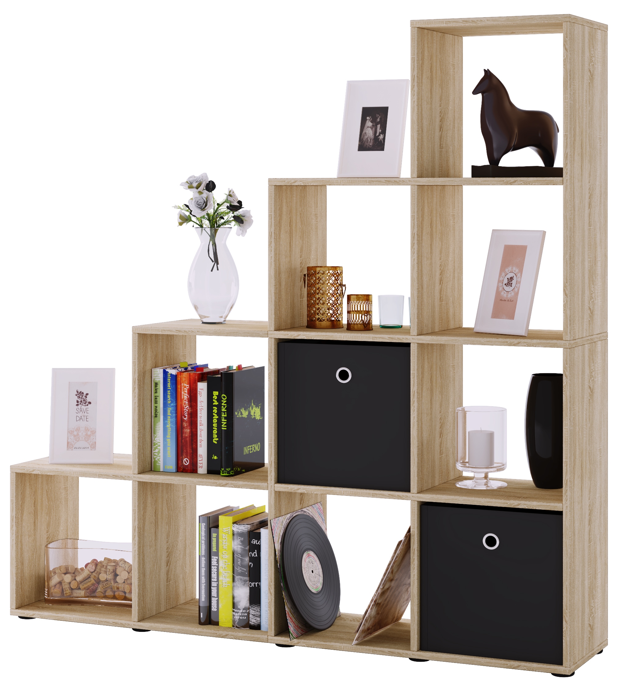 VCM Standregal "Holz Stand Treppenregal Regal 10 Fächer Napoli" 1 Stk. tlg.