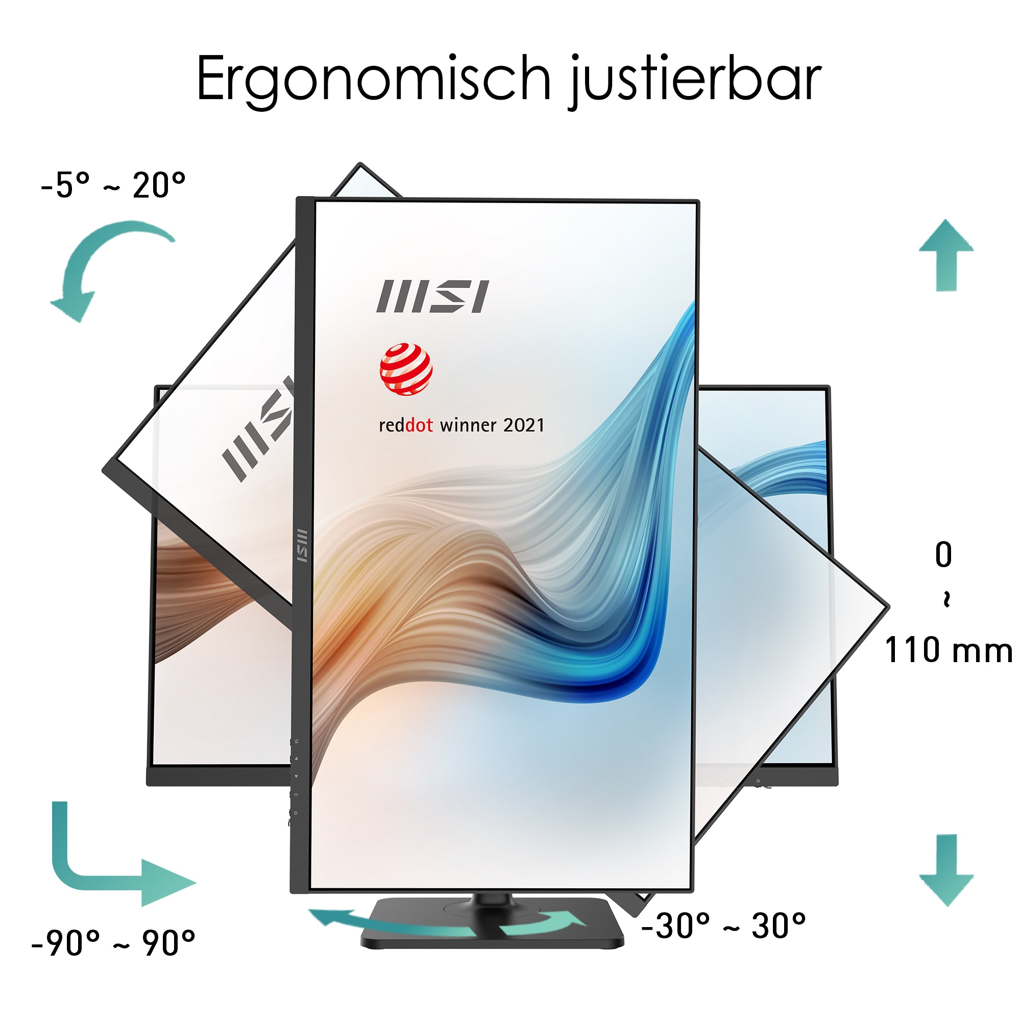 MSI LCD-Monitor »Modern MD271P«, 69 cm/27 Zoll, 1920 x 1080 px, Full HD, 5 ms Reaktionszeit, 75 Hz, 3 Jahre Herstellergarantie, höhenverstellbar, USB-C