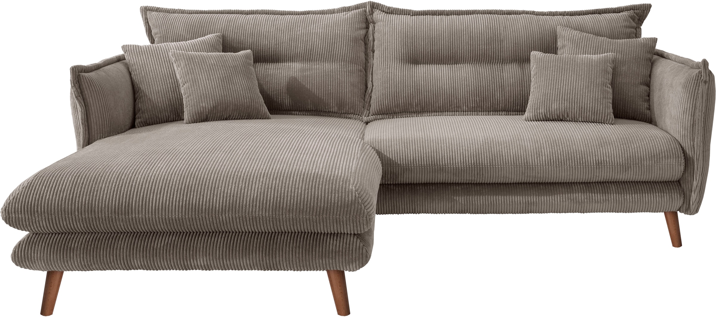 INOSIGN Ecksofa »Lazio modern und bequem, schmale Armlehnen, tolle Detailverarbeitung«, zwei verschiedene Fußfarben wählbar