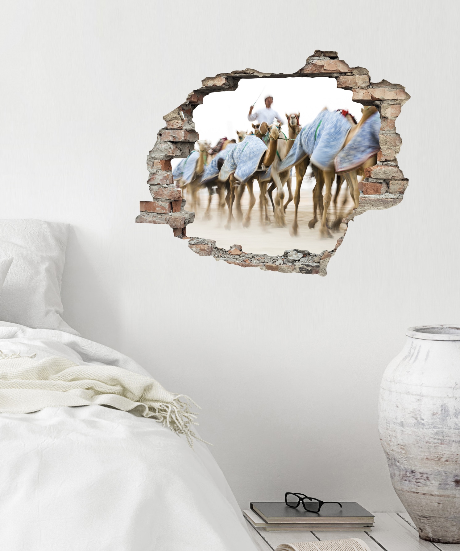queence Wandtattoo »Karmeltreiber«, (1 St.), Wandsticker, Wandbild, selbstklebend, 3D, Wanddurchbruch