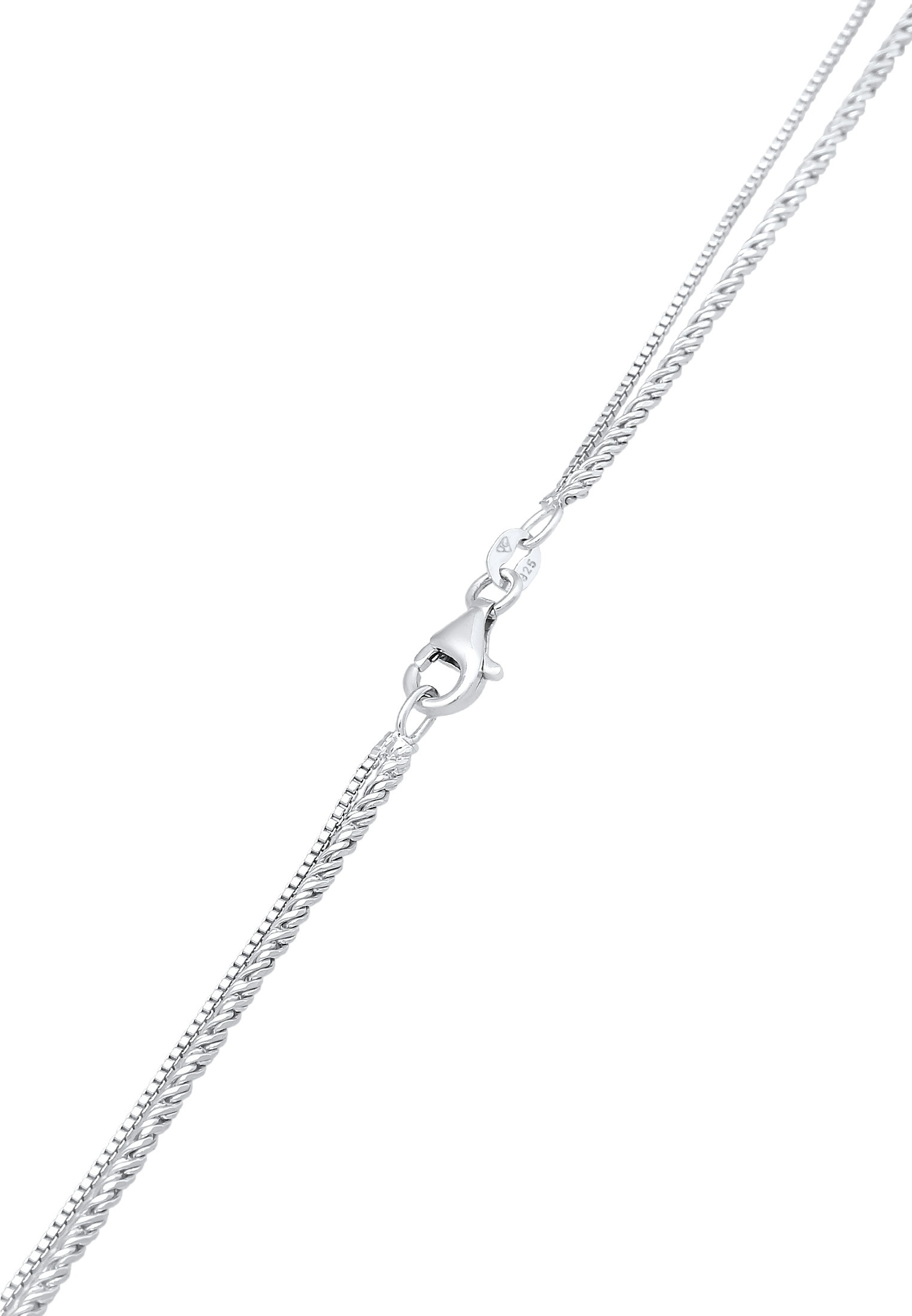 Kuzzoi Kette mit Anhänger »Halskette Herren Layer Kordel Plättchen 925 Silber«