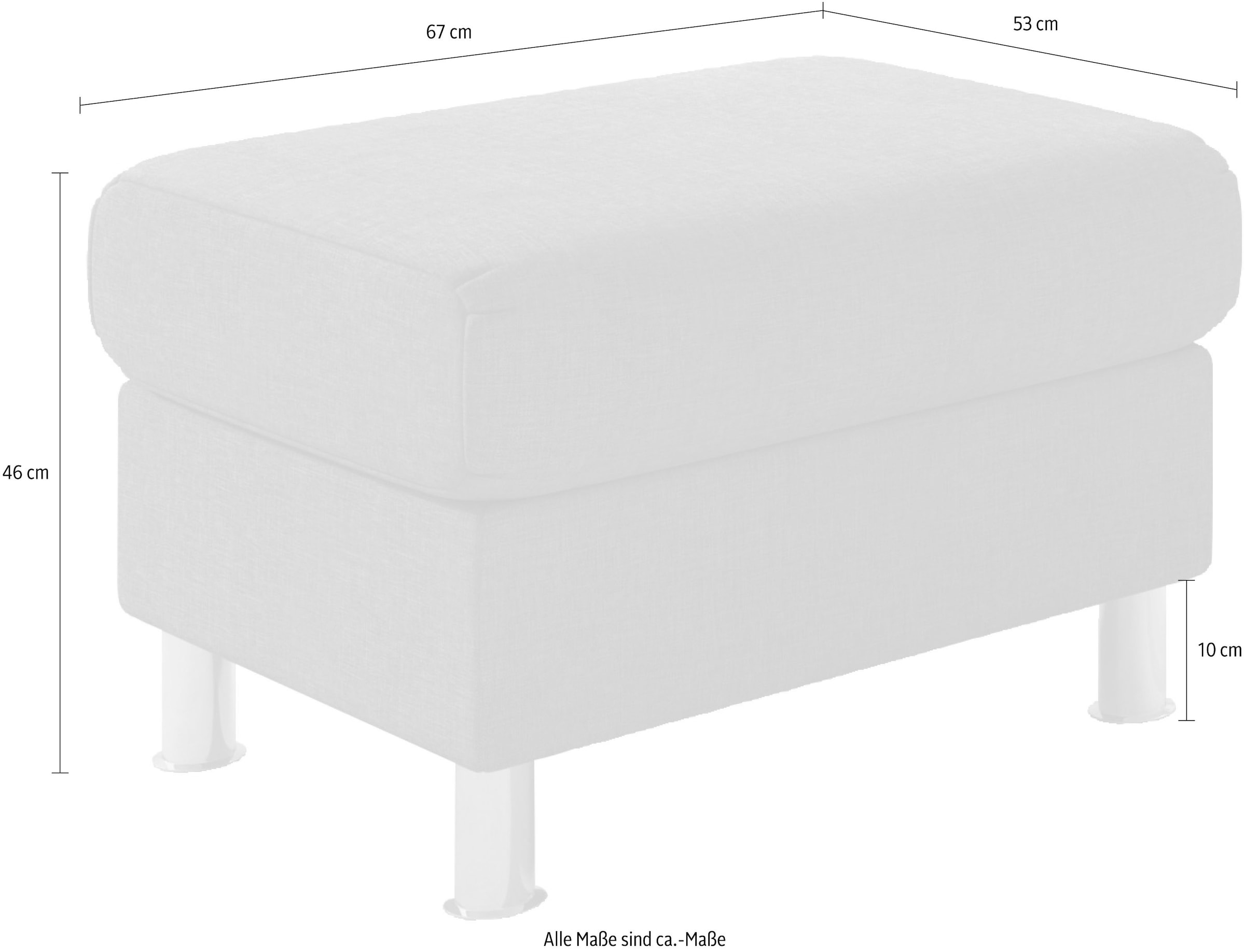 TRENDMANUFAKTUR Hocker »Rondo, Polsterhocker zur Serie, Breite 67 cm, Füße chromfarben«, Fußhocker wahlweise mit Federkern, in verschiedenen Bezügen bestellbar