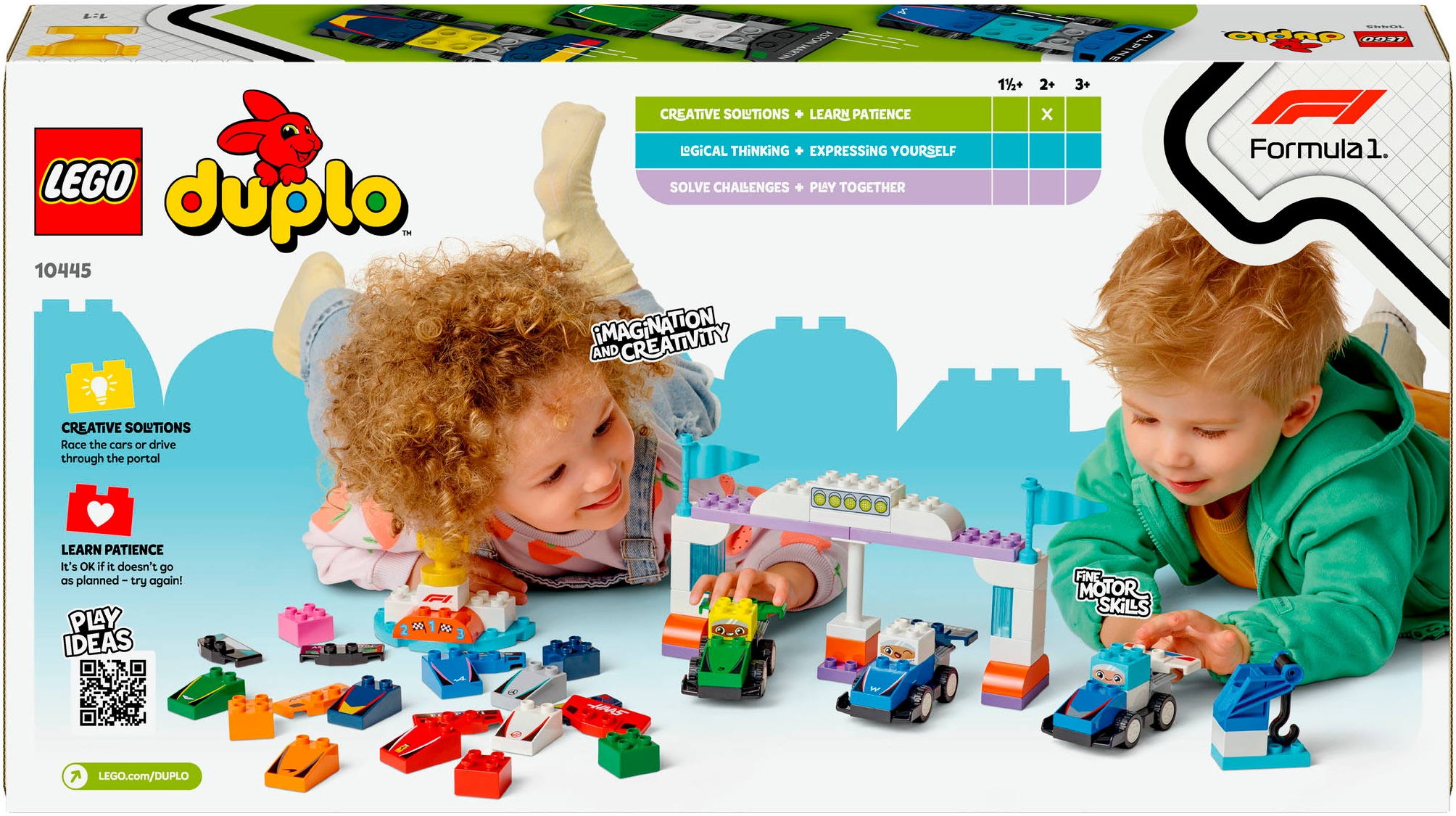 LEGO® Konstruktionsspielsteine »F1® Team Rennautos mit Rennfahrern (10445), LEGO DUPLO Town«, (70 St.), Made in Europe