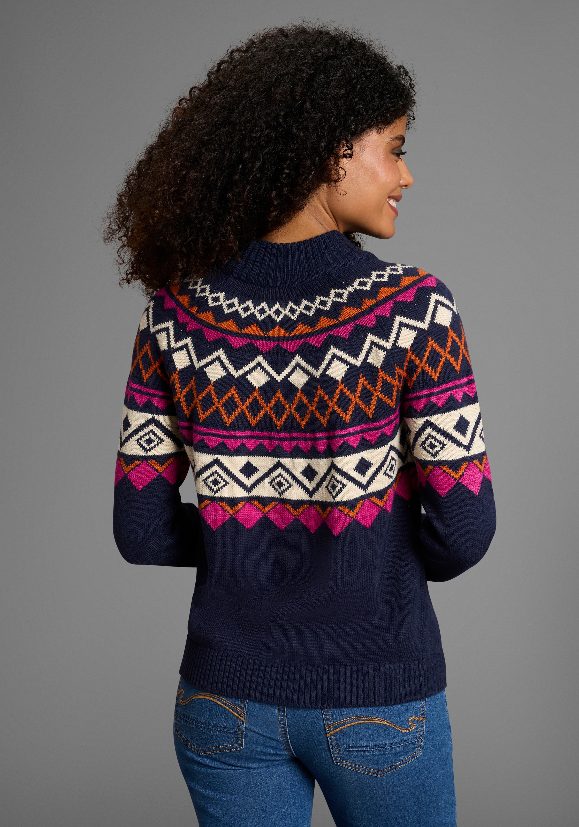 KangaROOS Norwegerpullover mit schönem Muster und hohem Rippkragen