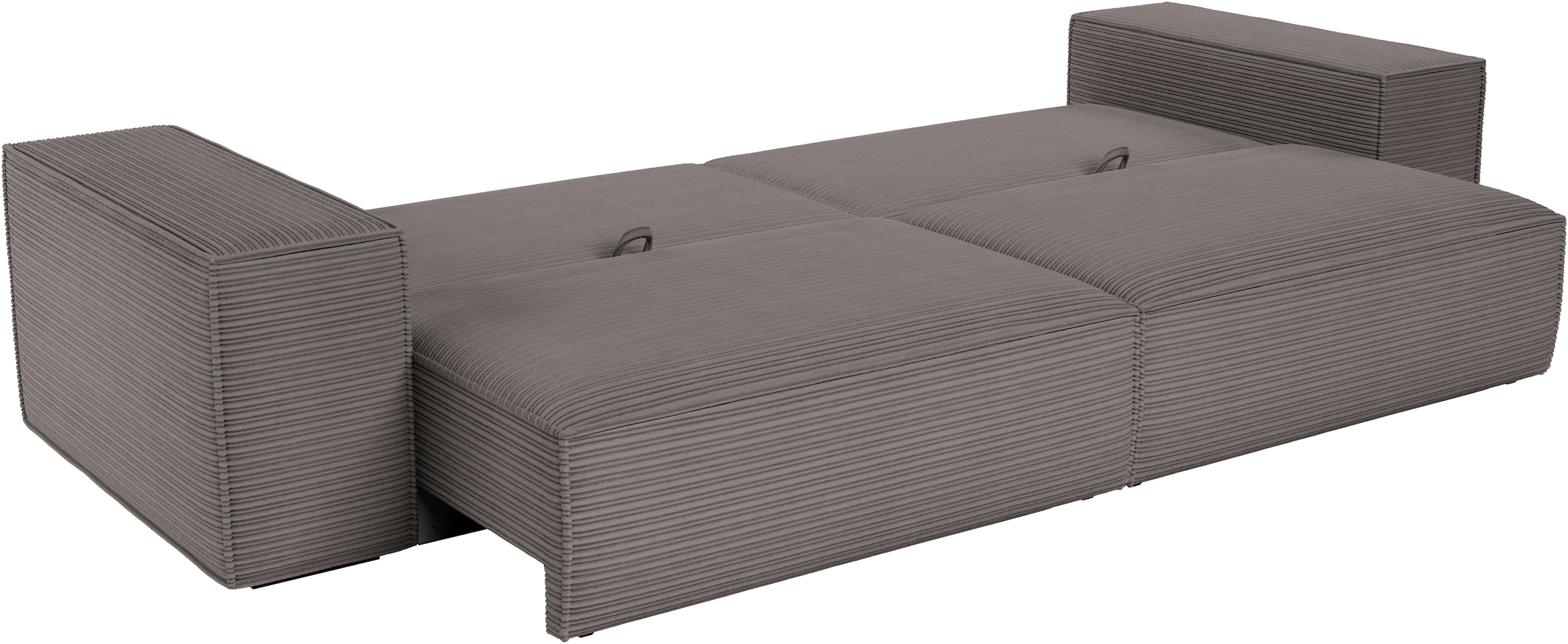 Trends by HG Big-Sofa »Conor XXL, B: 312cm, Liegefläche: 138x 238cm, in Cord und Velours« mit Schlaffunktion und Bettkasten