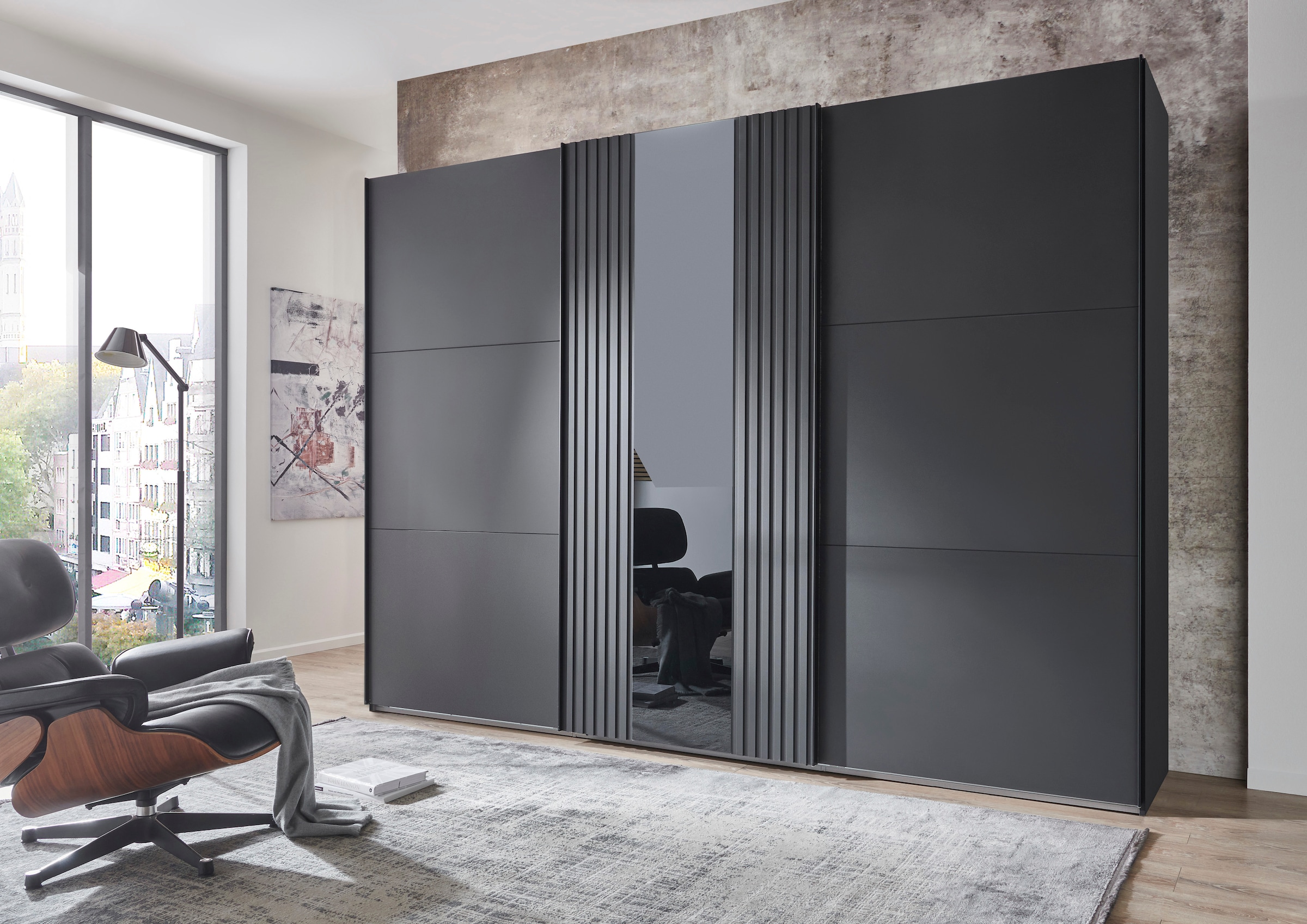 Wimex Schwebetürenschrank »Atlanta by fresh to go«, mit Akustikpaneel Optik (3D Leisten), Lamelle