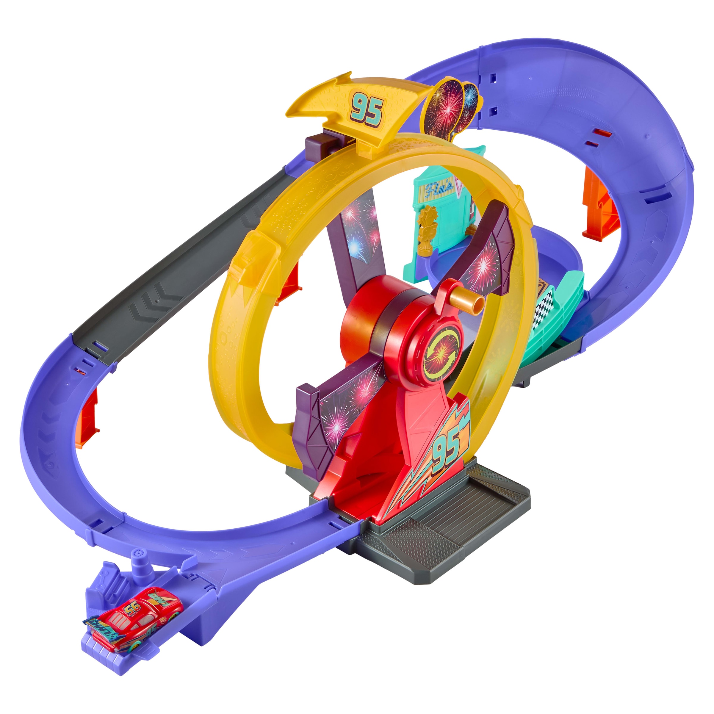 Mattel® Autorennbahn »Disney Pixar Cars, Lightning McQueen Celebration Rennstrecke« Inklusive Fahrzeug mit Licht