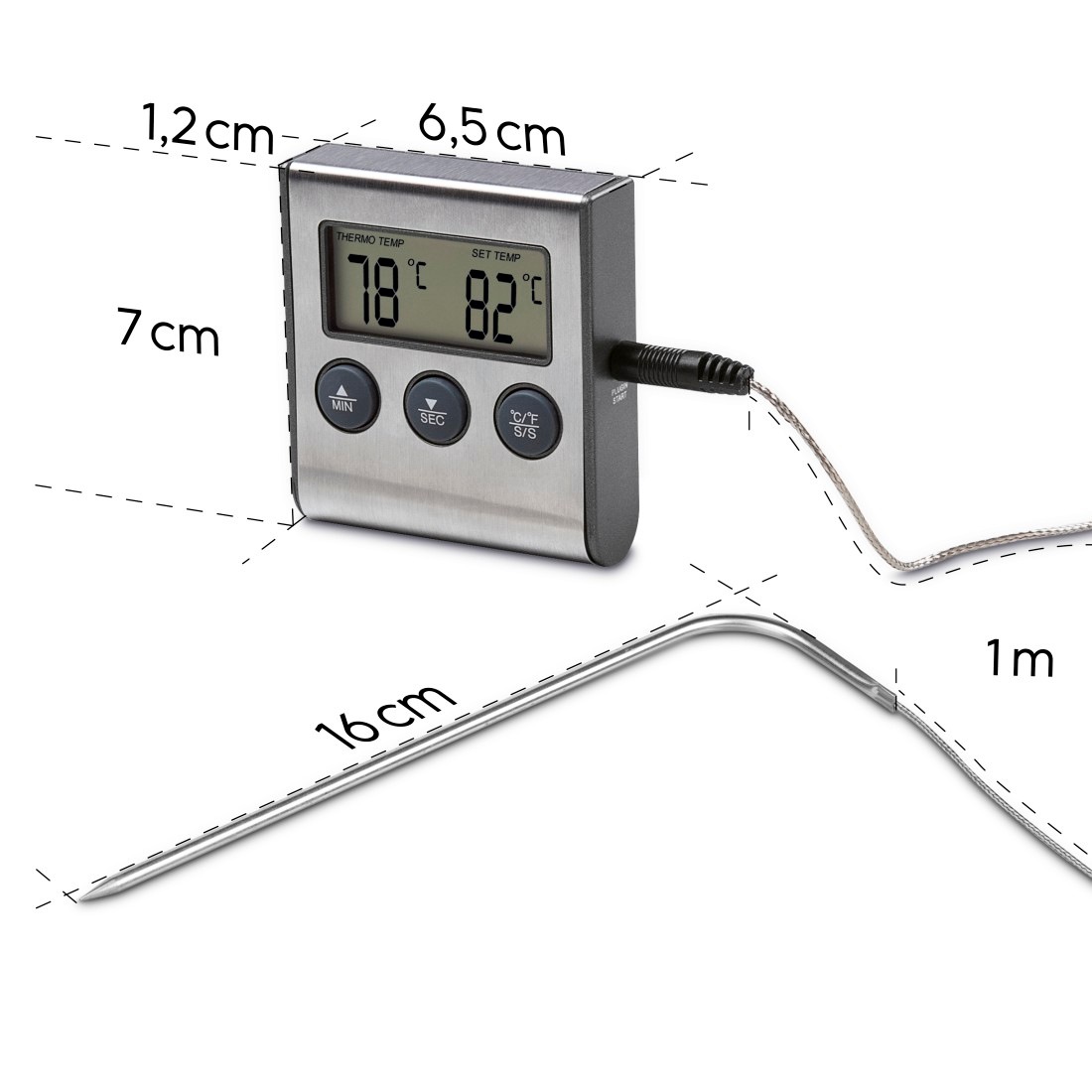 Xavax Bratenthermometer »Digitales Bratenthermometer mit Timer, Fleischthermometer«, Timer