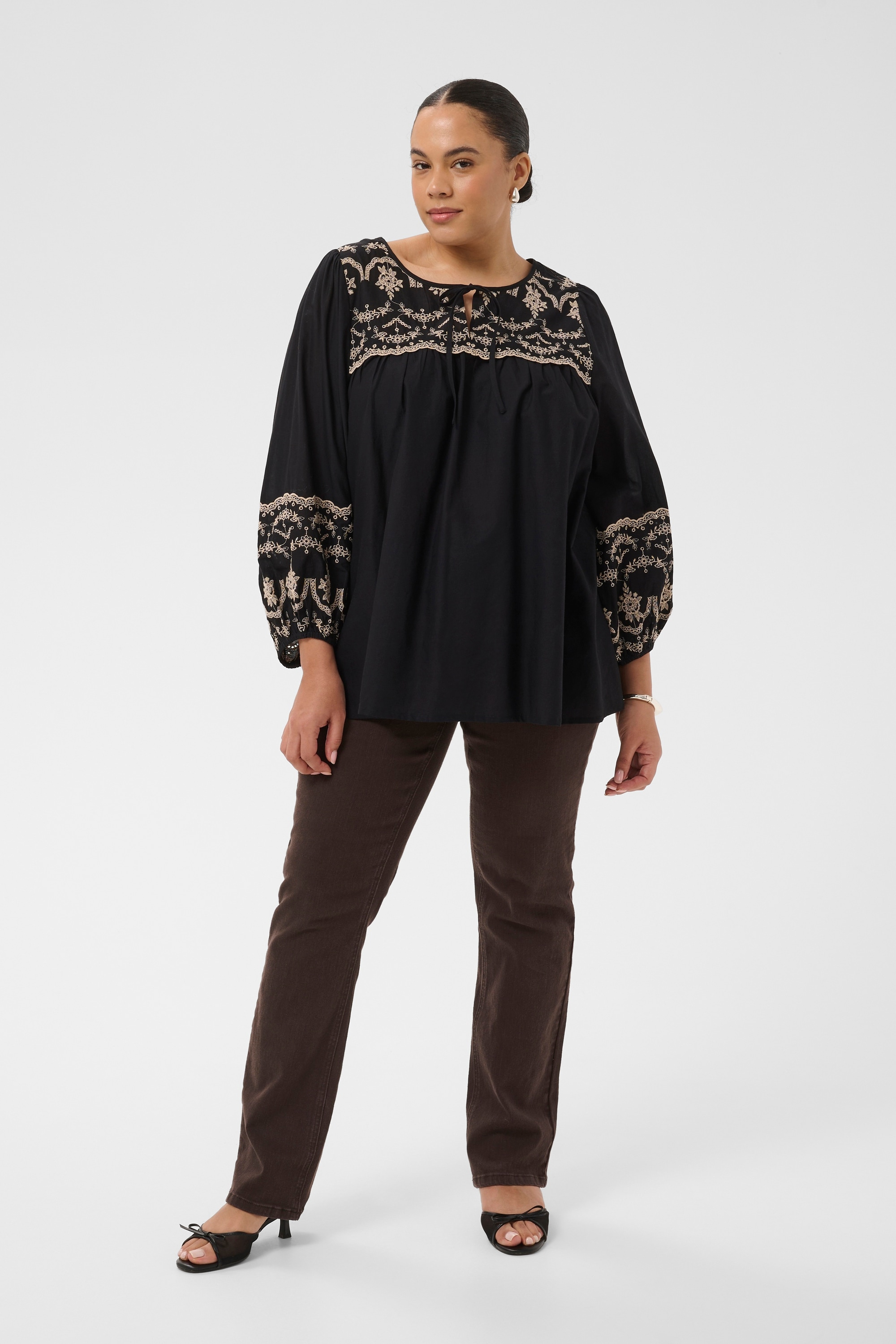 KAFFE Curve Langarmbluse »Damen Langarm-Bluse KCkit«