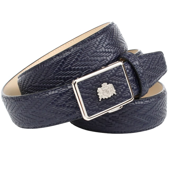 Anthoni Crown Ledergürtel, mit filigranem Metall-Logo, Flecht-Muster online  kaufen | UNIVERSAL