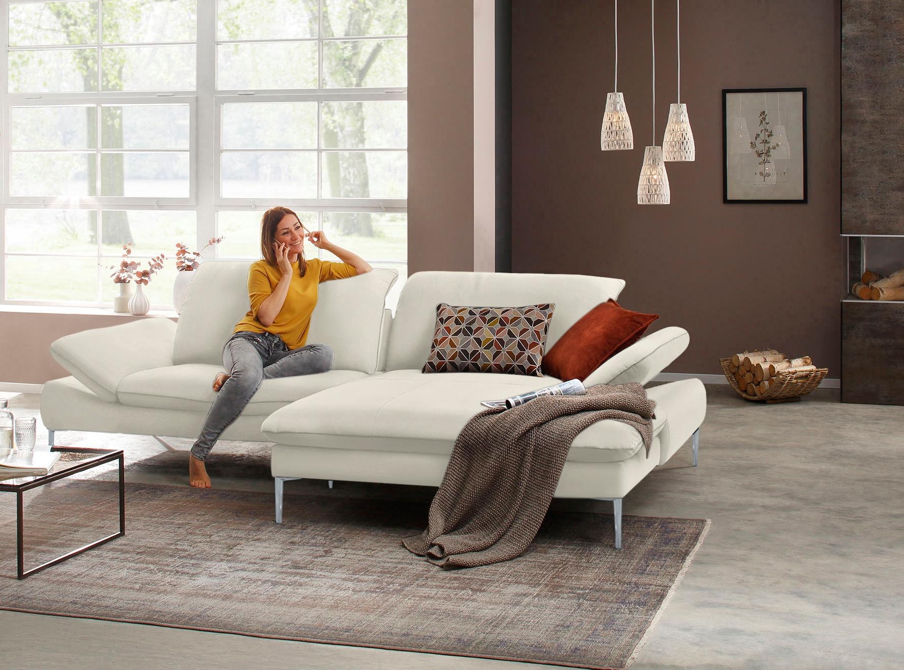 W.SCHILLIG Ecksofa »enjoy&MORE, mit tollem Sitzkomfort, elegant und bequem, L-Form«, mit Sitztiefenverstellung, Füße silber matt, Breite 294 cm