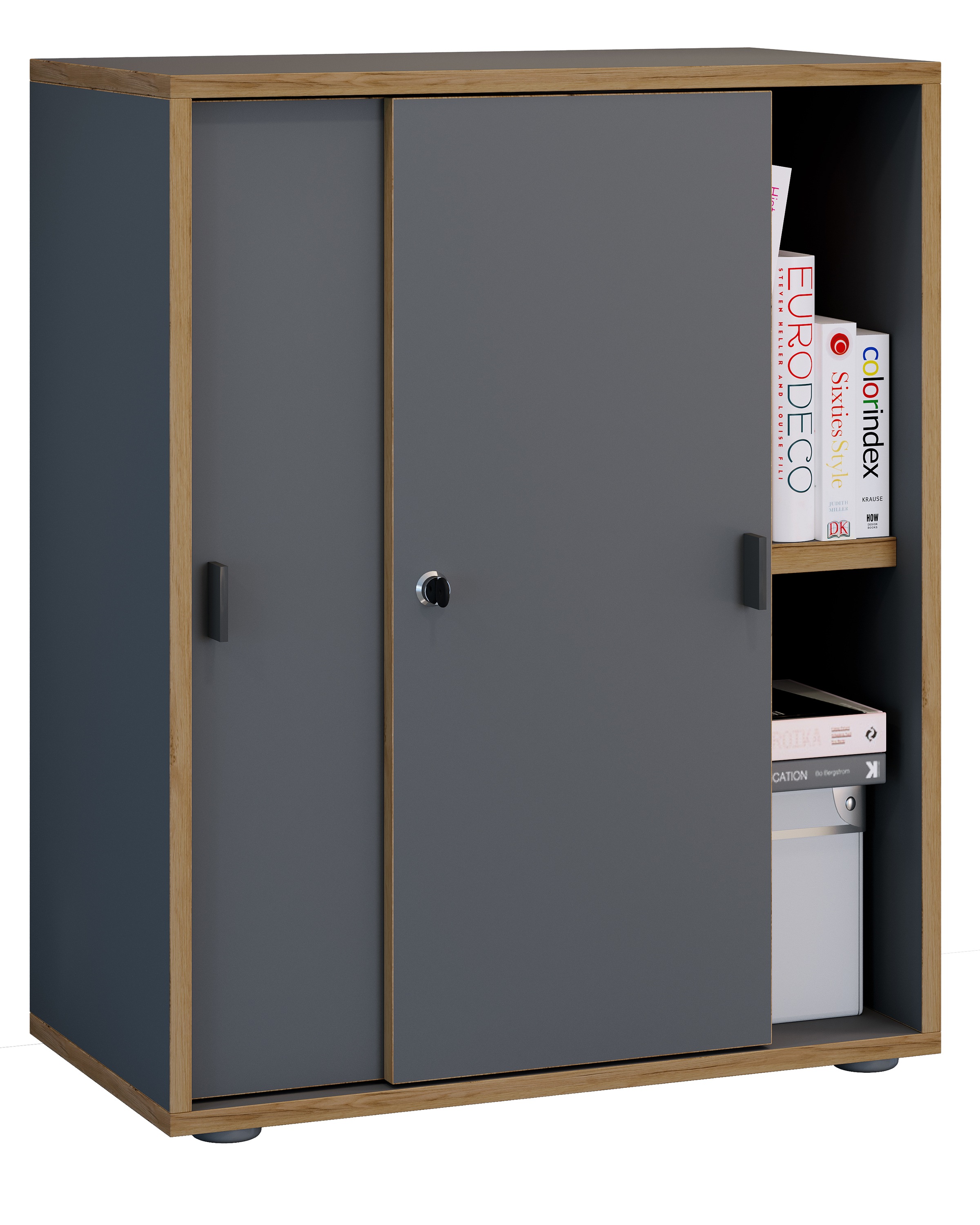 VCM Aktenschrank "Büroschrank Aktenschrank Schiebetüren Salia 2fach" 1 Stk. tlg.