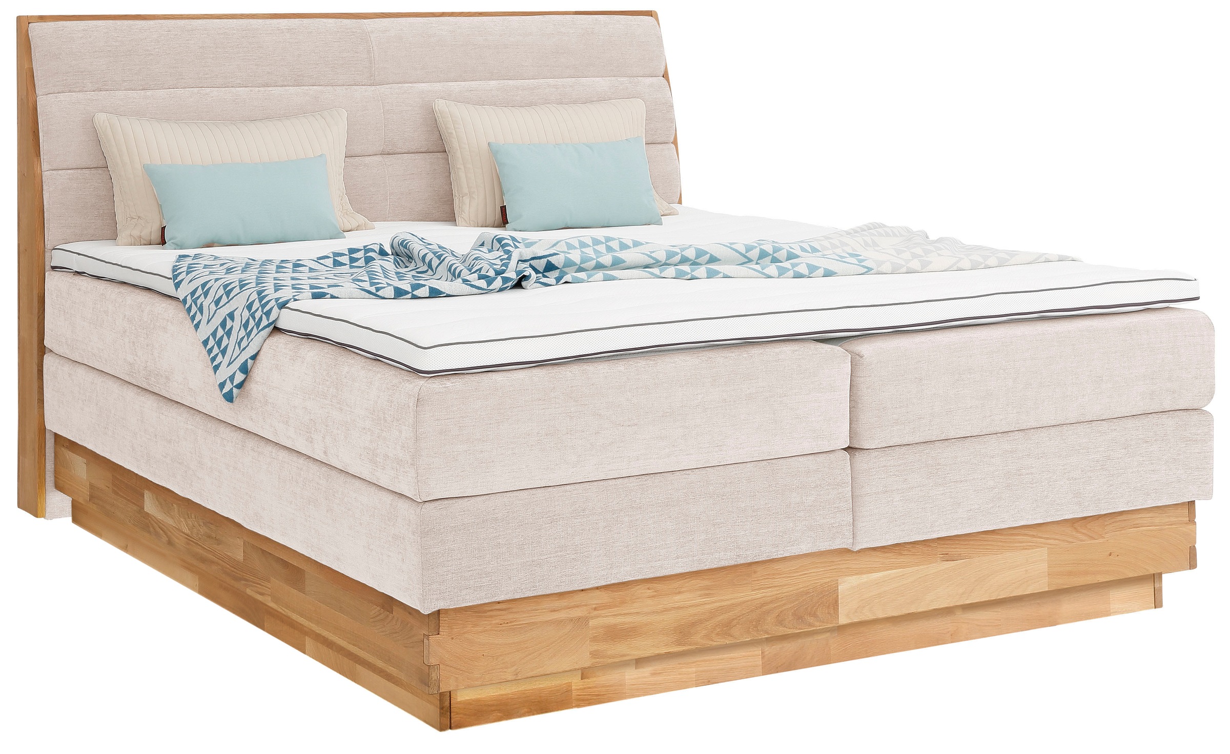 OTTO products Boxspringbett »Jenna«, ohne LED-Beleuchtung, mit zertifizierten, recycelten Bezugsstoffen