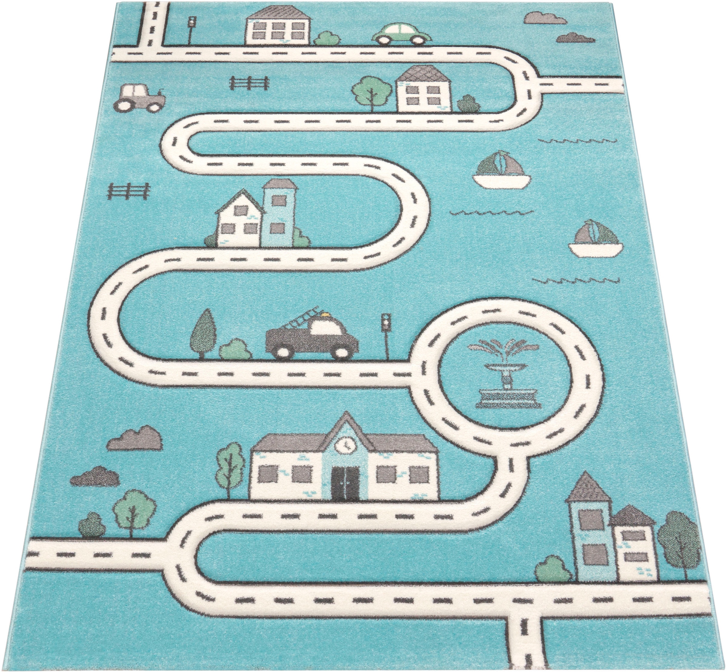 Paco Home Kinderteppich »Diamond 710« rechteckig 17 mm Höhe Kurzflor, Straßen-Spiel-Teppich, Kinderzimmer