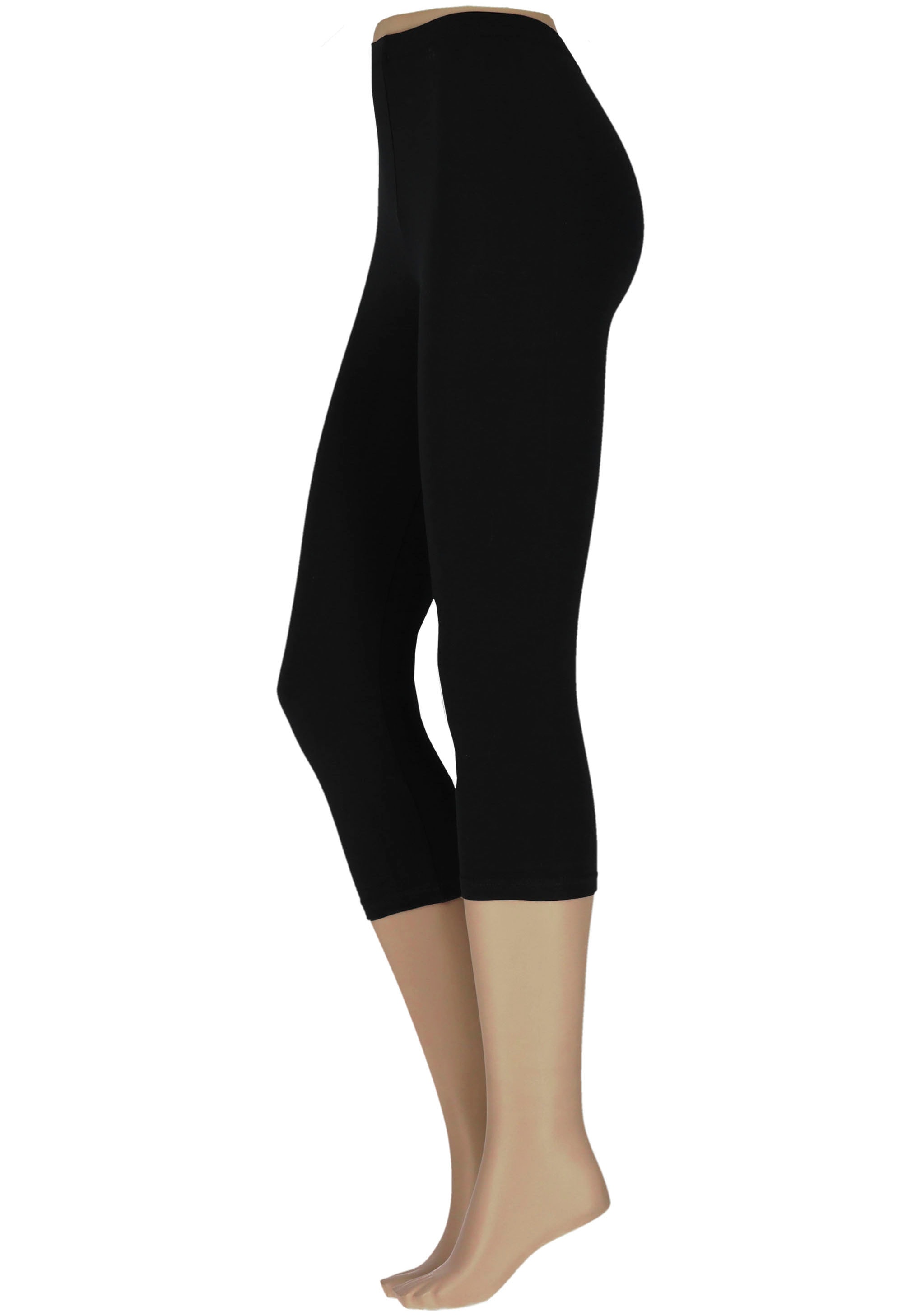 Sarlini 3/4-Leggings, Damen Capri ¾ Legging aus weicher, bequemer Baumwolle. Tragekomfort.