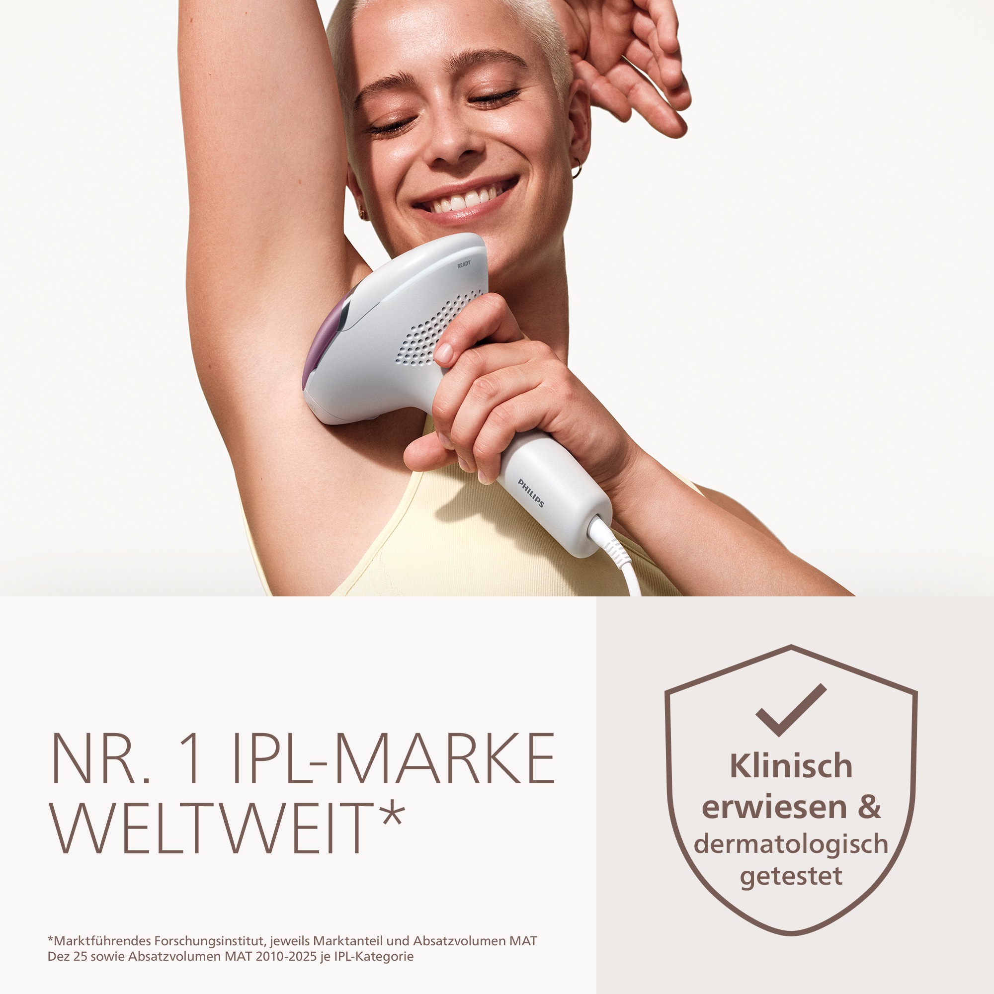 Philips IPL-Haarentferner »Philips Lumea Series 9900 Pro BRC342/00, NEUHEIT« 4 Aufsätze (Körper, Gesicht, Achseln, Bikinizone), Audioführung