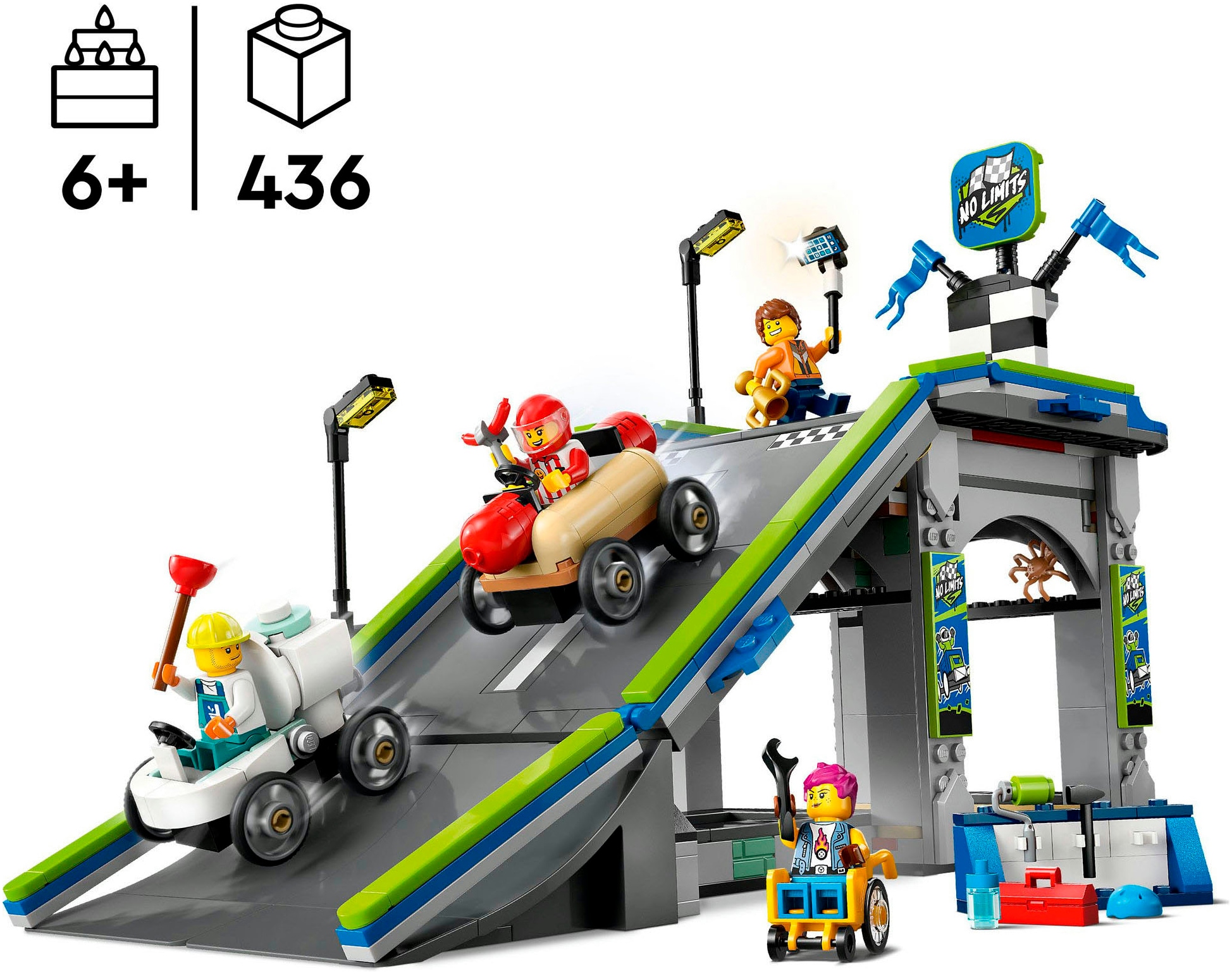 LEGO® Konstruktionsspielsteine »Keine Limits: Seifenkistenrennen mit Rampe (60460), LEGO City«, (436 St.), Made in Europe