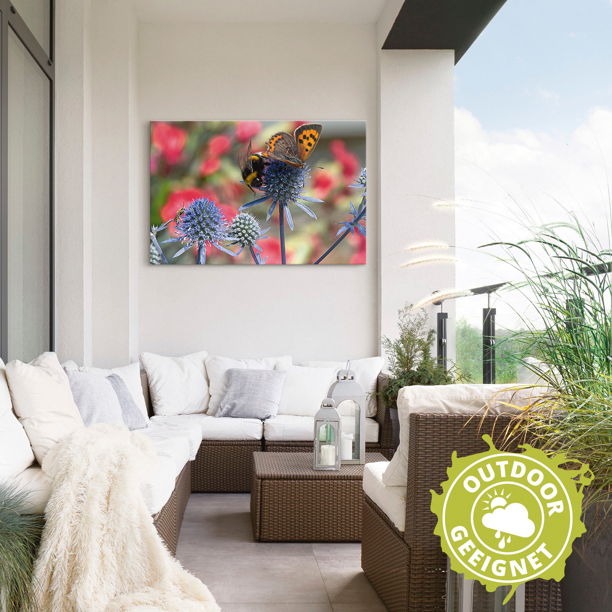 Artland Wandbild »Kleiner Feuerfalter und Hummel«, Insekten, (1 St.), als Alubild, Outdoorbild, Leinwandbild, Wandaufkleber, versch. Größen