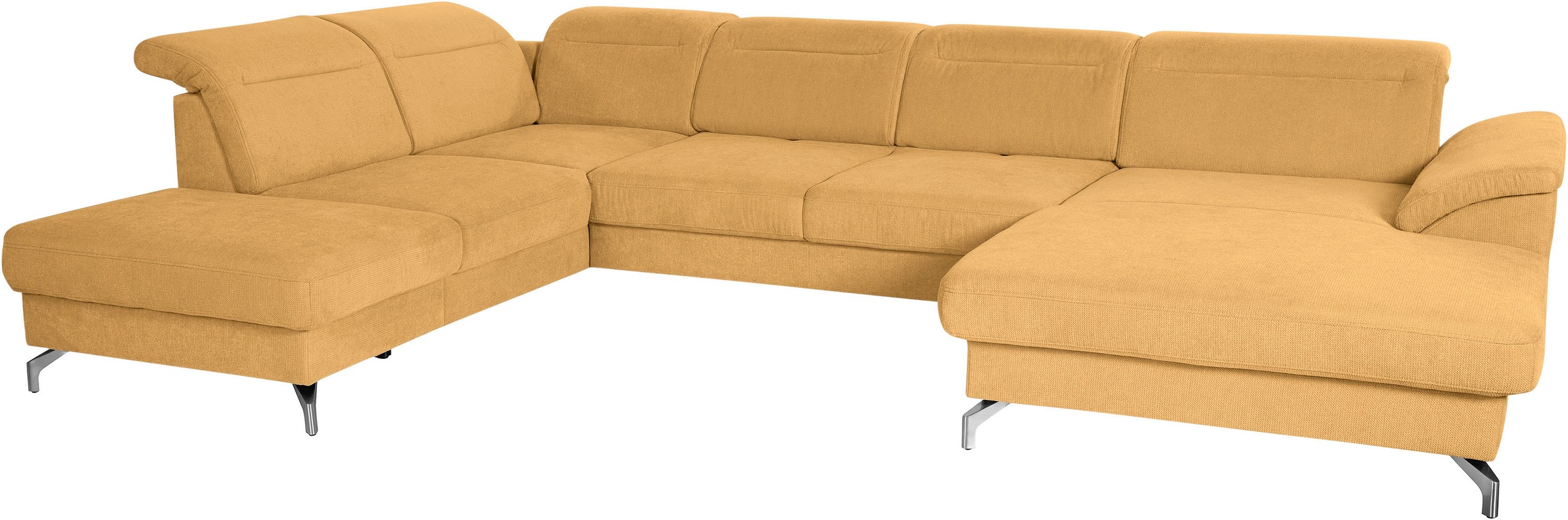 sit&more Wohnlandschaft »Percy U-Form«, 12 cm Fußhöhe, Sitztiefenverstellung, wahlweise in 2 Fußfarben