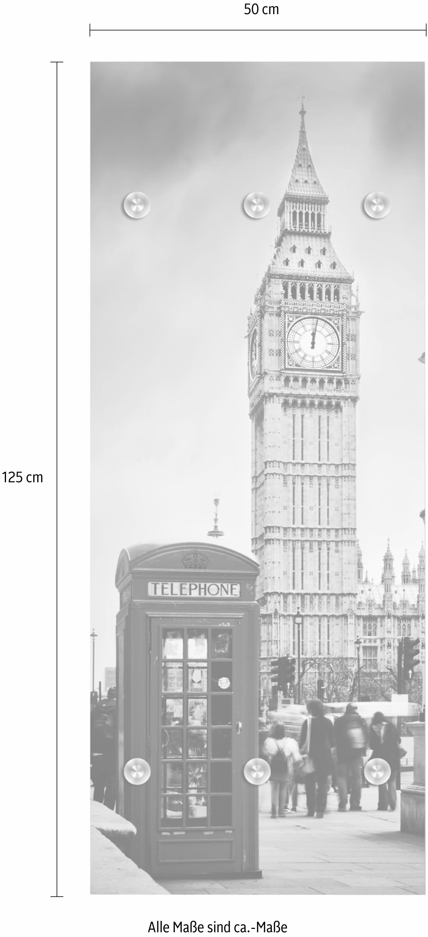 queence Garderobenleiste »London« mit 6 Haken, 50 x 120 cm