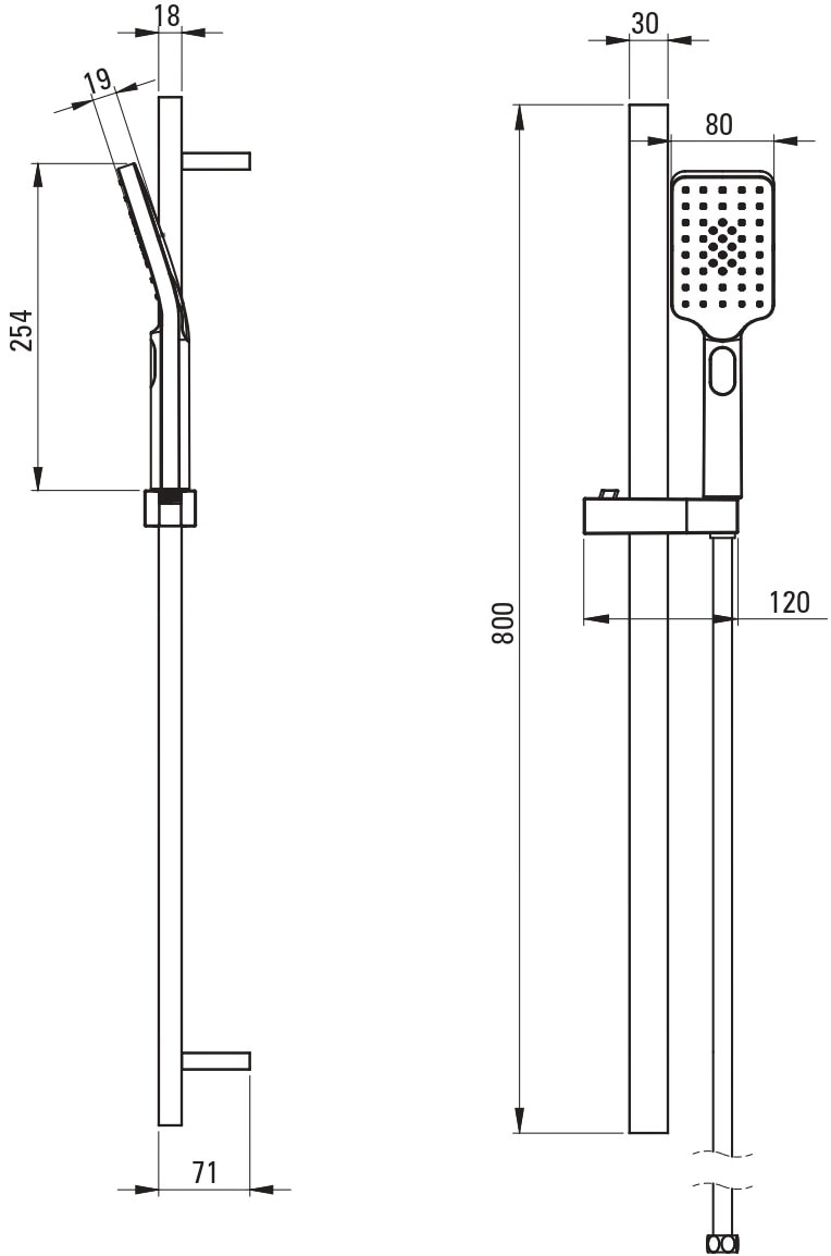 Deante Duschsystem »»Alpinia« Duschgarnitur, Stahl-Stange, Handbrause mit 3 Strahlarten«, einfache Montage,langlebige und leicht zu reinigende Nero-Beschichtung