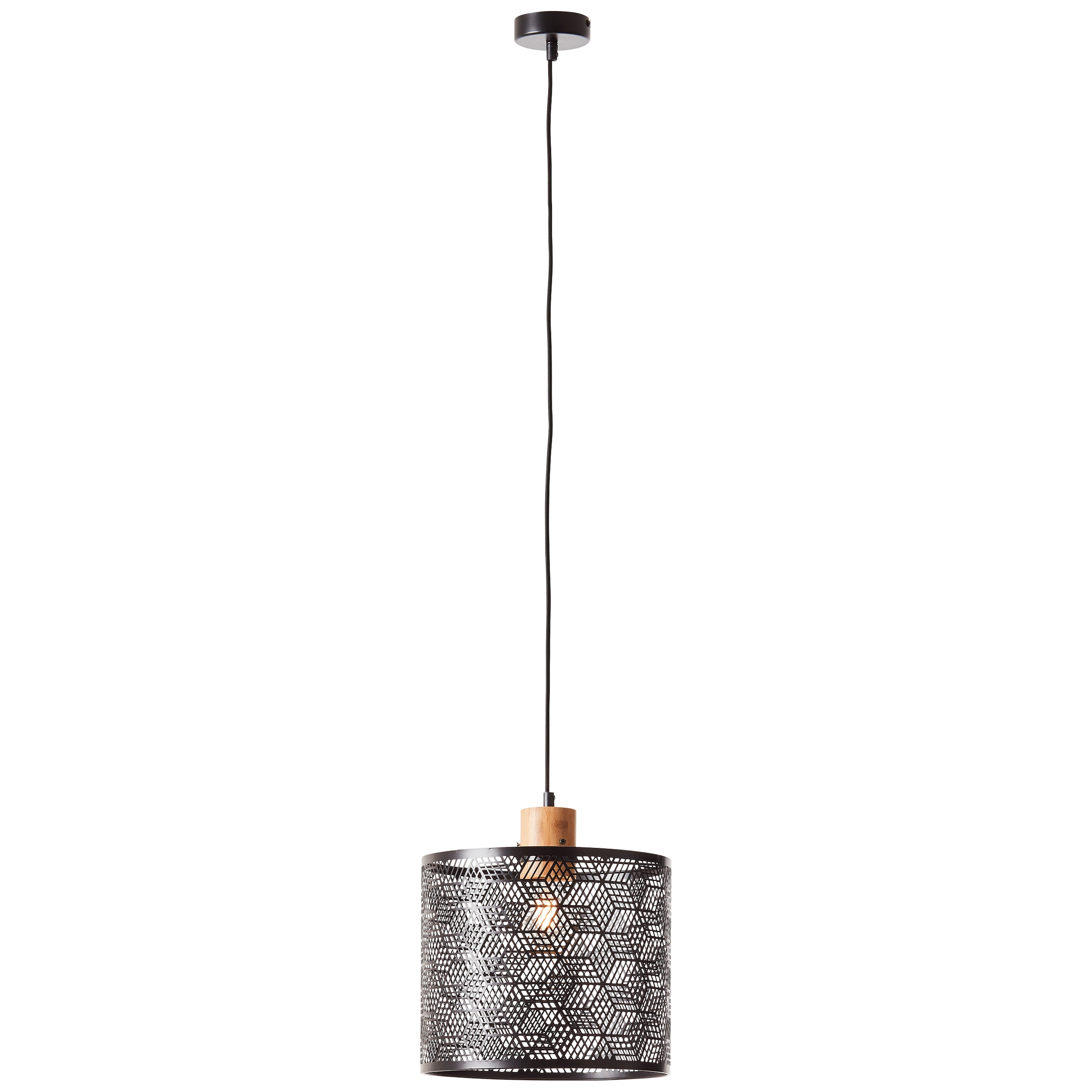 Brilliant Pendelleuchte »Santy«, 1 flammig, Leuchtmittel E27 | ohne Leuchtmittel, 120 x 29 cm, E27, Metall/Bambus, schwarz/natur