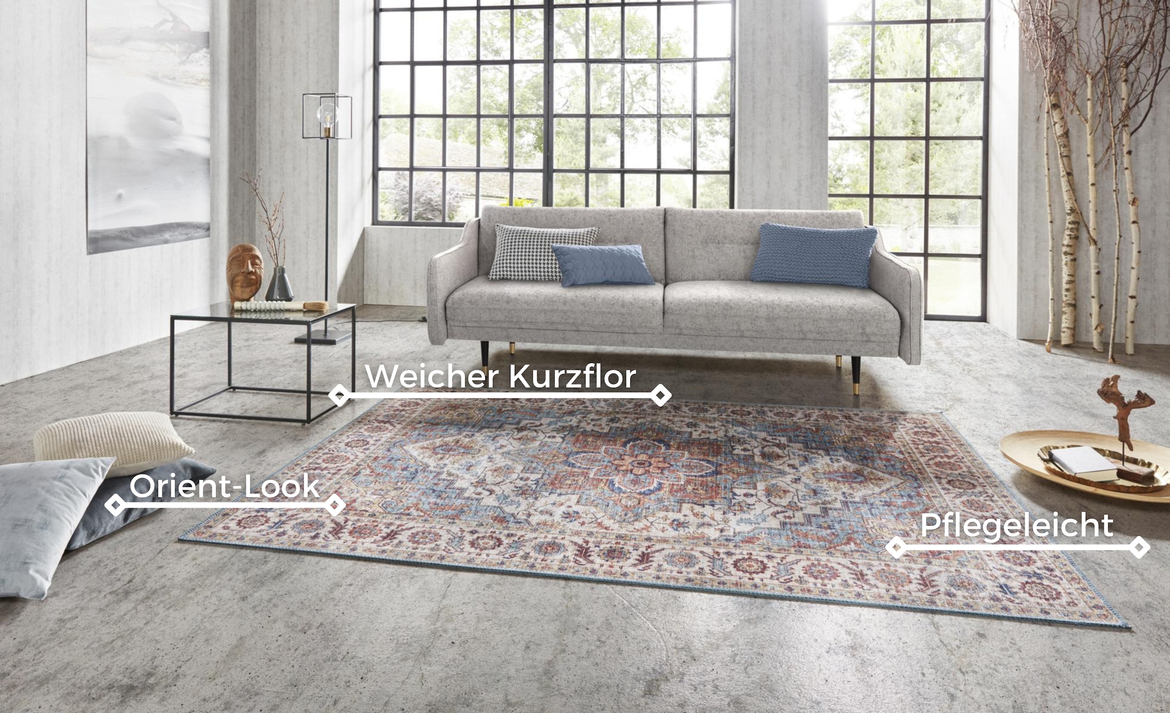 NOURISTAN Teppich »Anthea«, rechteckig, 5 mm Höhe, Orientalisch, Läufer, Vintage, Wohnzimmer, Schlafzimmer, Esszimmer
