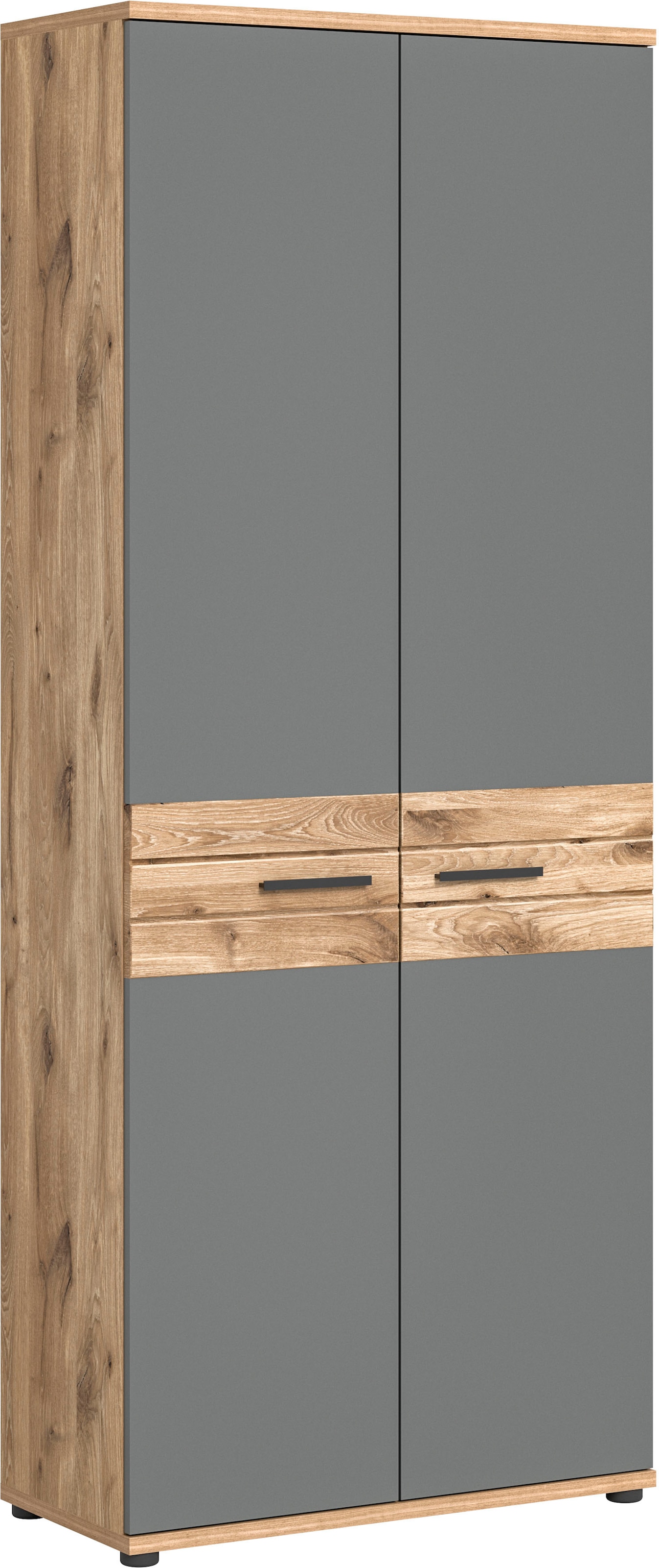 INOSIGN Aktenschrank »Riga, Breite 80cm, in Nox Oak Nachbildung und Basalt grau«, Büroschrank, Büroeinrichtung, Arbeitszimmer, Stauraumschrank