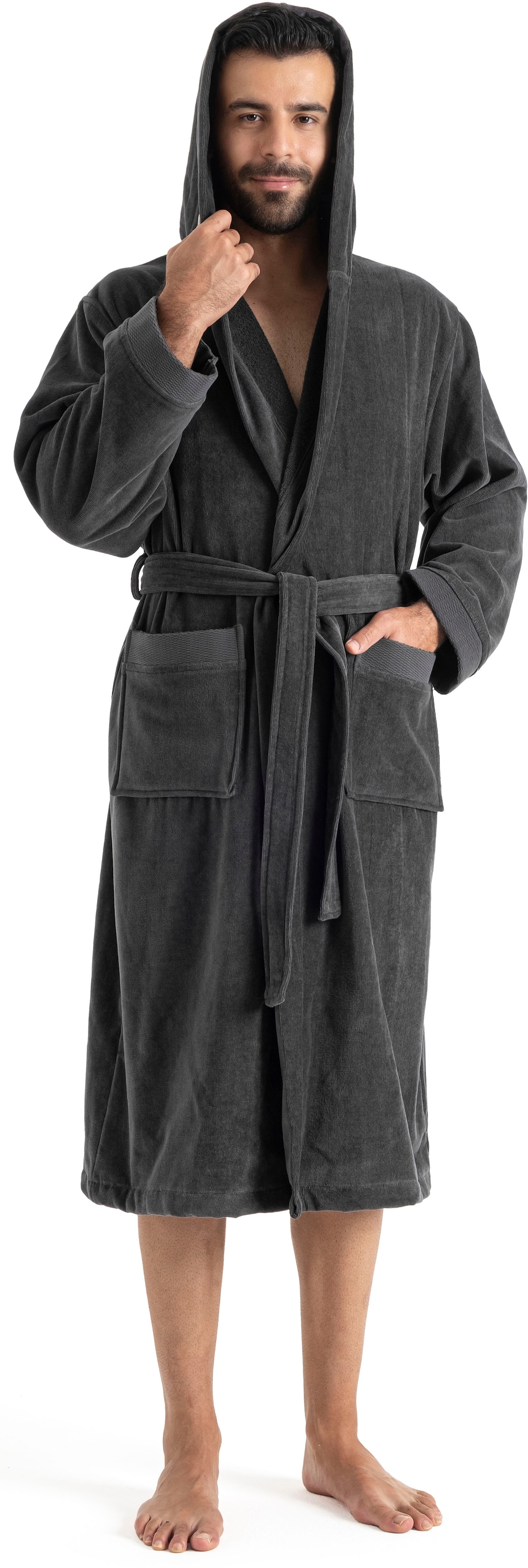 OTTO home Unisex-Bademantel »Fenya, 330 g/m², ideal für Sauna & Spa, Hotelbademantel, Morgenmantel«, (1 St.), Reißverschlusstaschen, weich mit GRATIS-Zugabe: 1x Duschtuch 70x140 cm