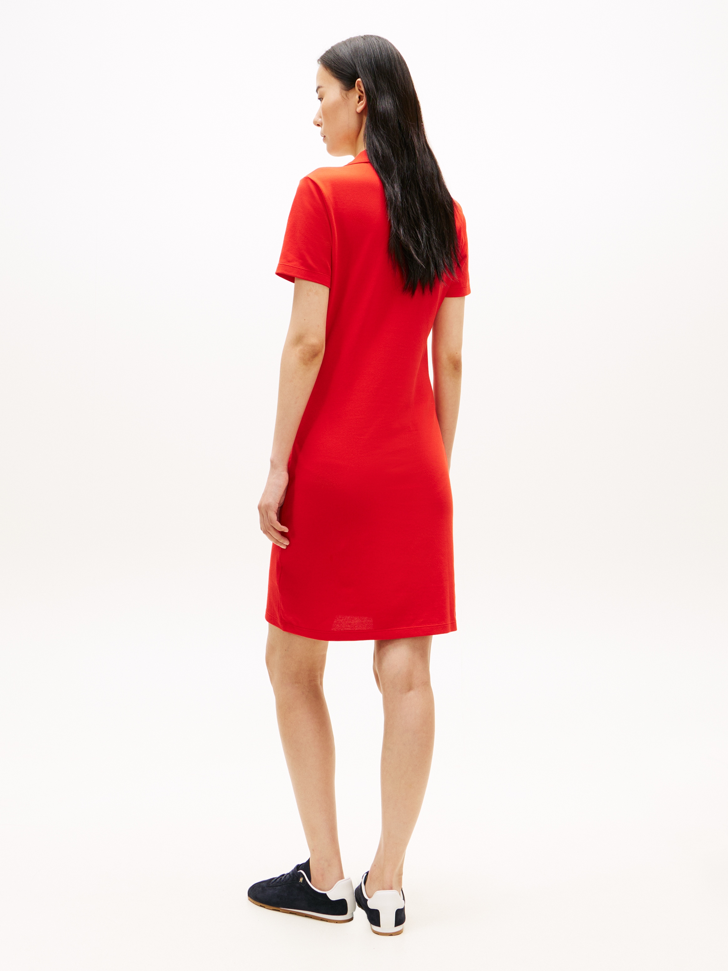 Tommy Hilfiger Polokleid »SLIM OPEN NK POLO DRESS SS« mit gestickter Tommy Hilfiger Flagge