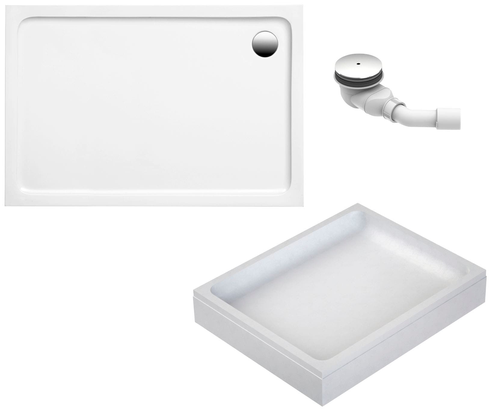 OTTOFOND Duschwanne Set, 100x80x3 cm, mit Wannenträger, Ablaufgarnitur und Fugendichtband