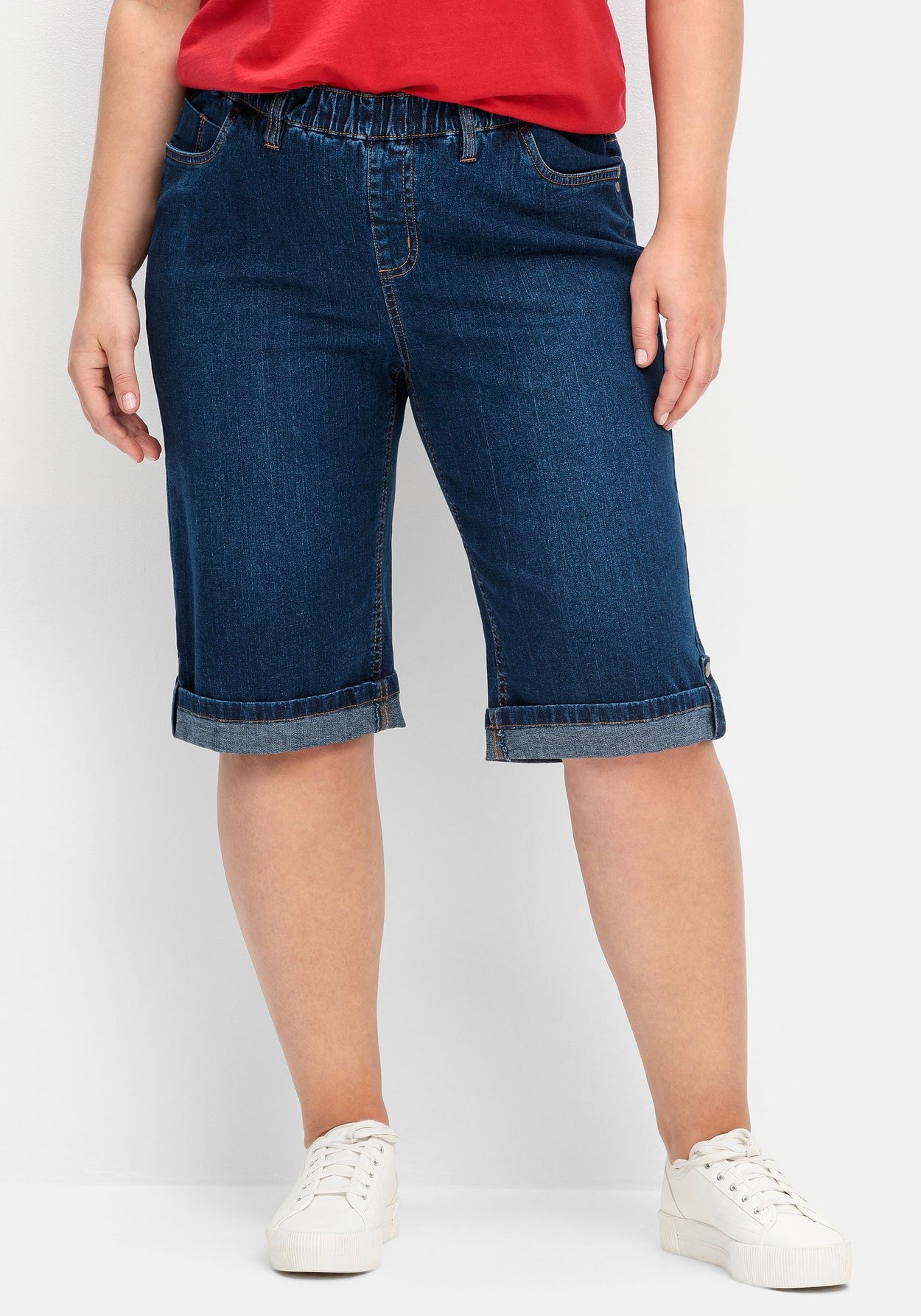 Sheego Jeansbermudas »Jeans-Bermudas mit fixierbarem Aufschlag«