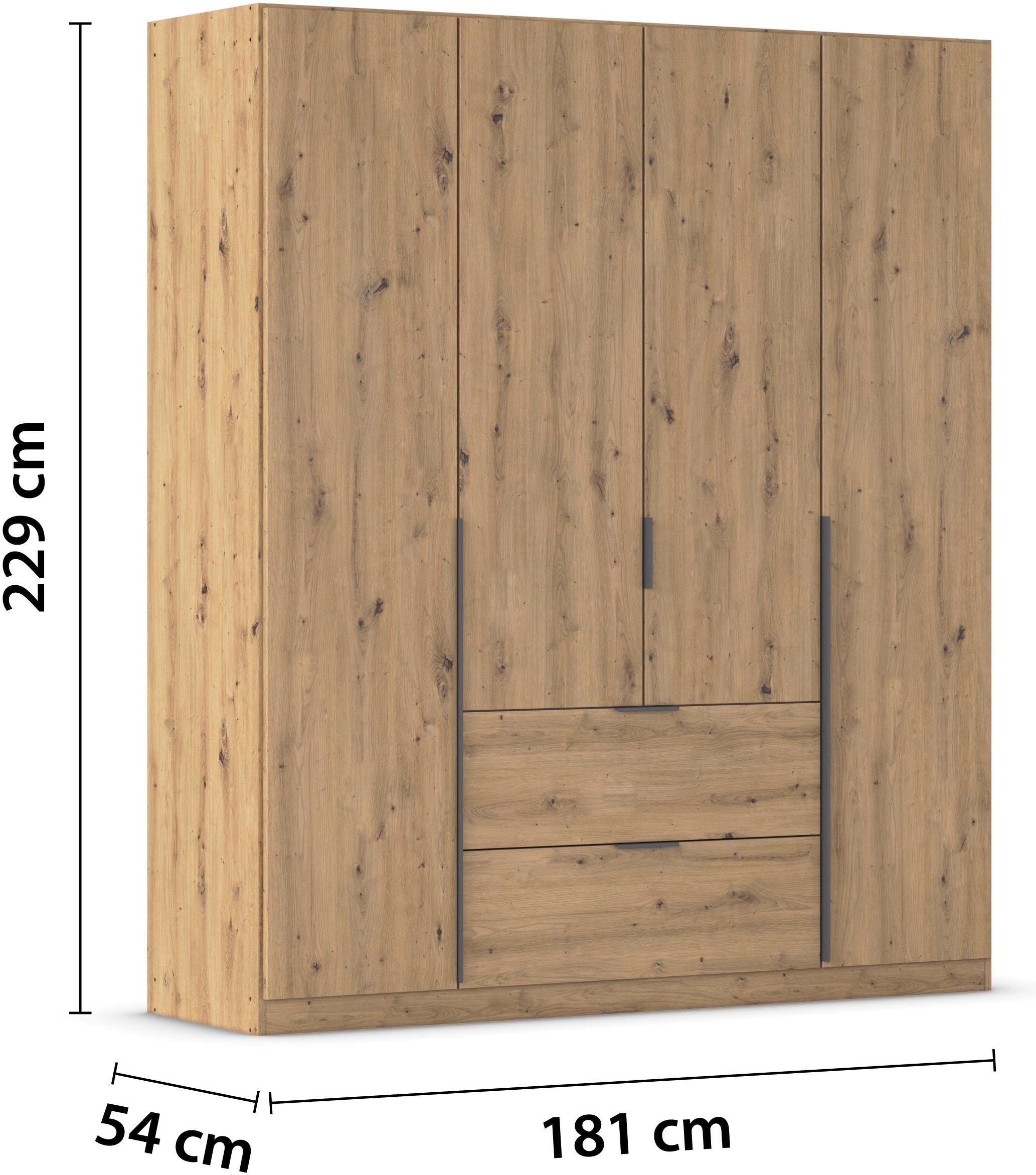 rauch Drehtürenschrank »Kleiderschrank Schrank Garderobe AGORDO mit Dekor- oder Hochglanzfront«, (in zwei Griff-Farben mit Dekor- oder Hochglanzfront), mit Außenschubkästen, in 6 Breiten und 2 Höhen MADE IN GERMANY