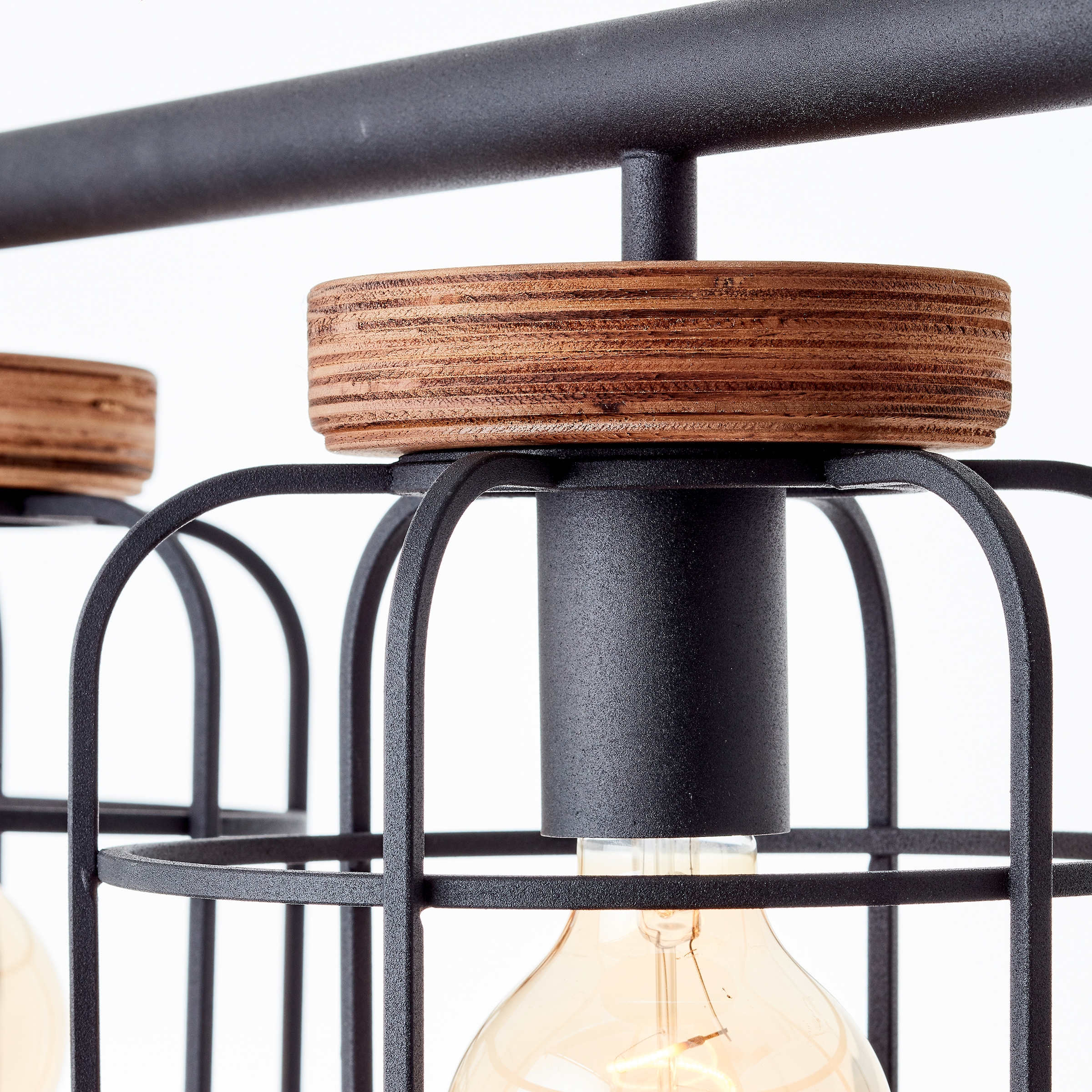 Brilliant Pendelleuchte »Gwen« E27 1 Stk. 158 x 20 x 115 cm, 4 x E27, kürzbar, Metall/Holz, schwarz/braun