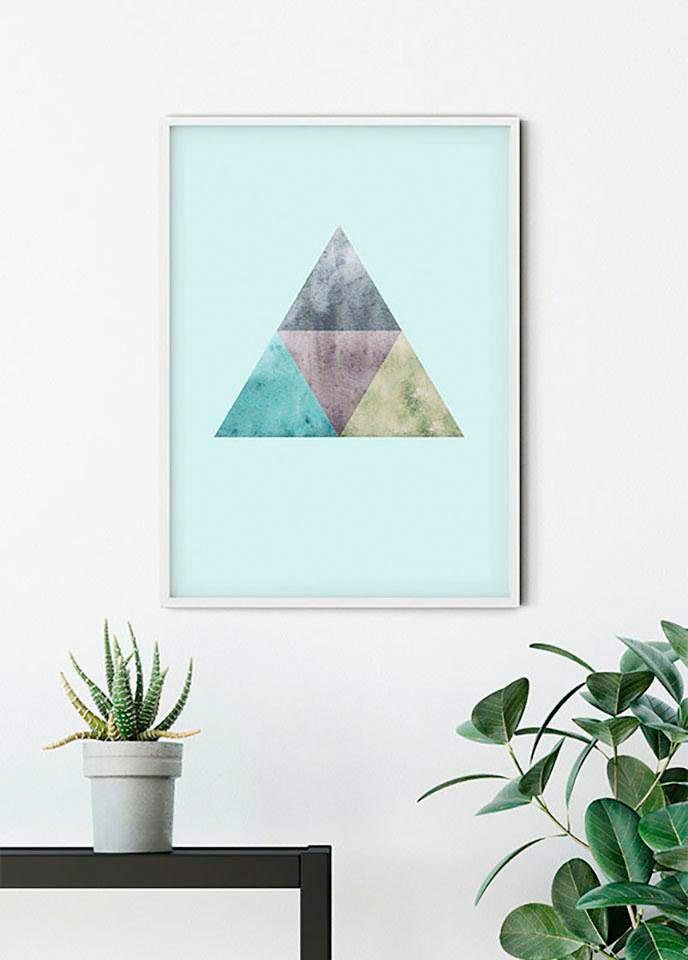 Komar Bild »Triangles Top Blue« Formen | Kunst 1 Stk. tlg. Wandbild zur Dekoration - ohne Rahmen